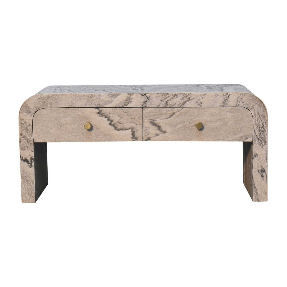 Orpheus Round Edge Media Unit - Laminated Marble Effect - Beasley & Sons