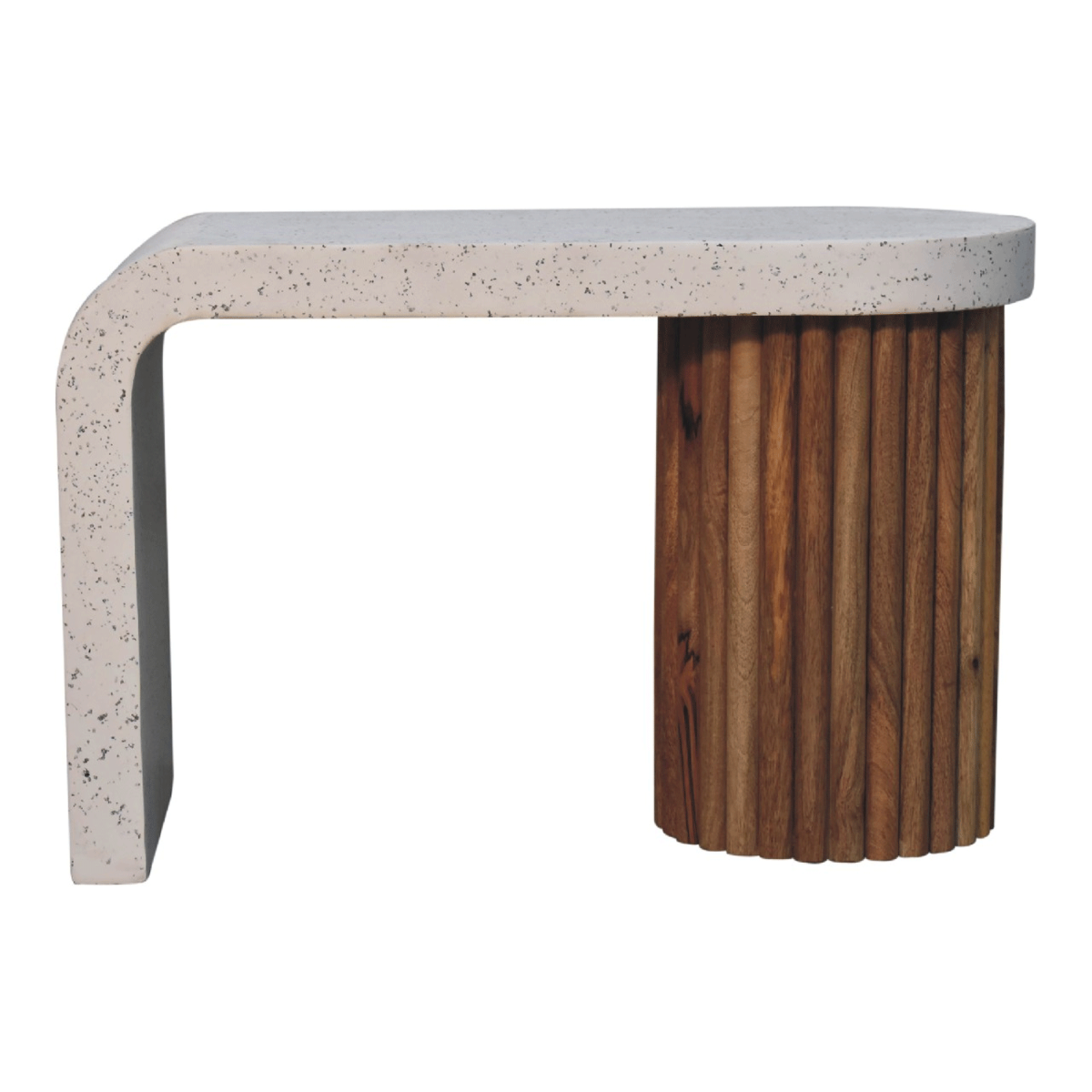 Cassian Serenity White Terrazzo Surface Round Wood Coffee Table - Oak - Beasley & Sons