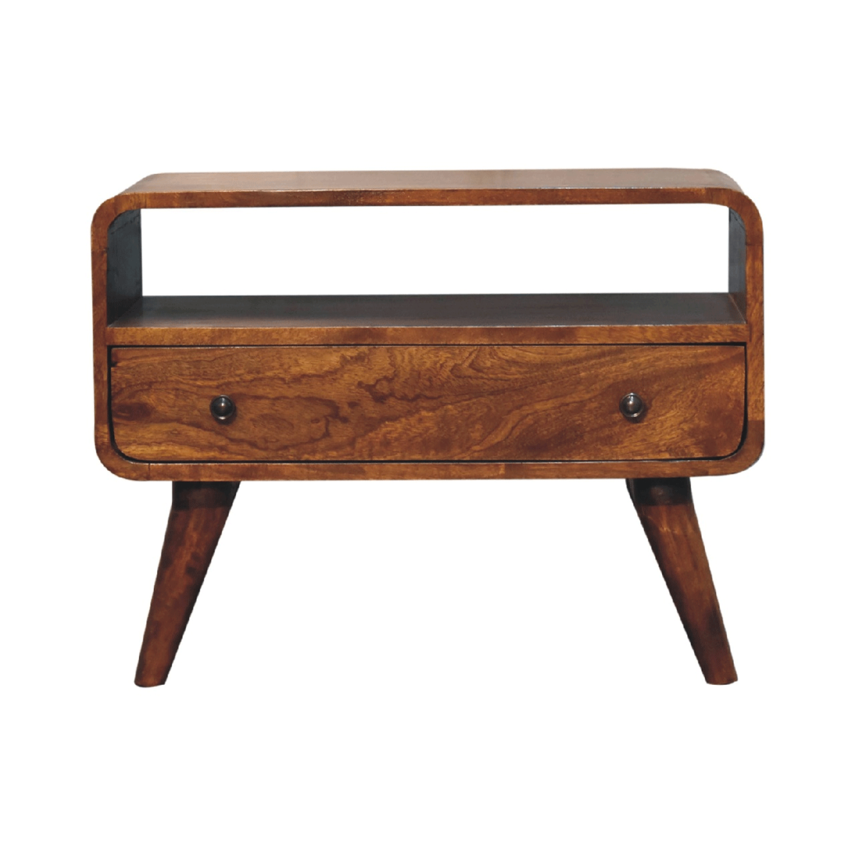 Cassian Mini Curved Tv Unit - Chestnut - Beasley & Sons