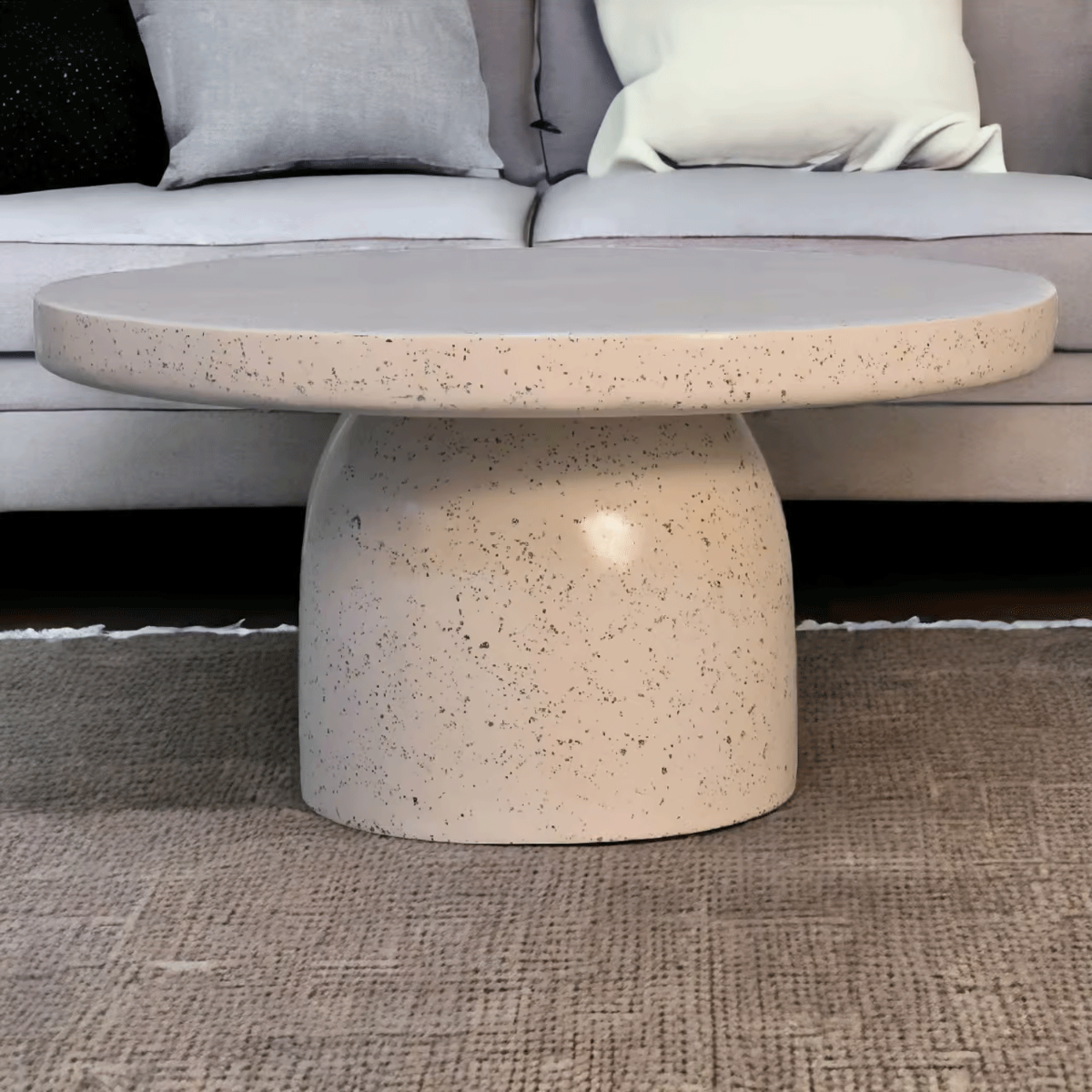 Petite Whisper Mosaic Pattern Round Side Table - White - Beasley & Sons