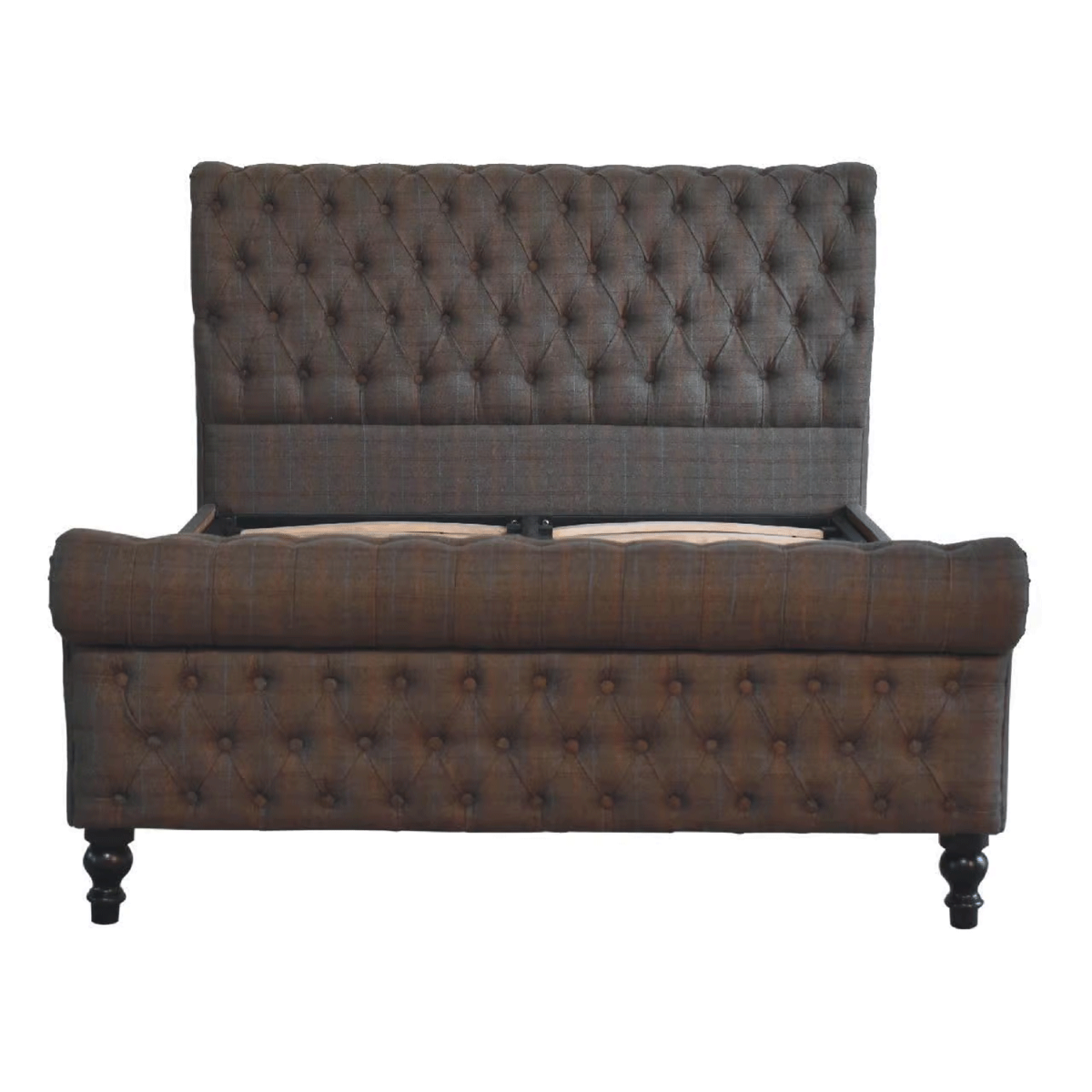 Tweed Elegance Deep Button Roll Top Bed - Beasley & Sons