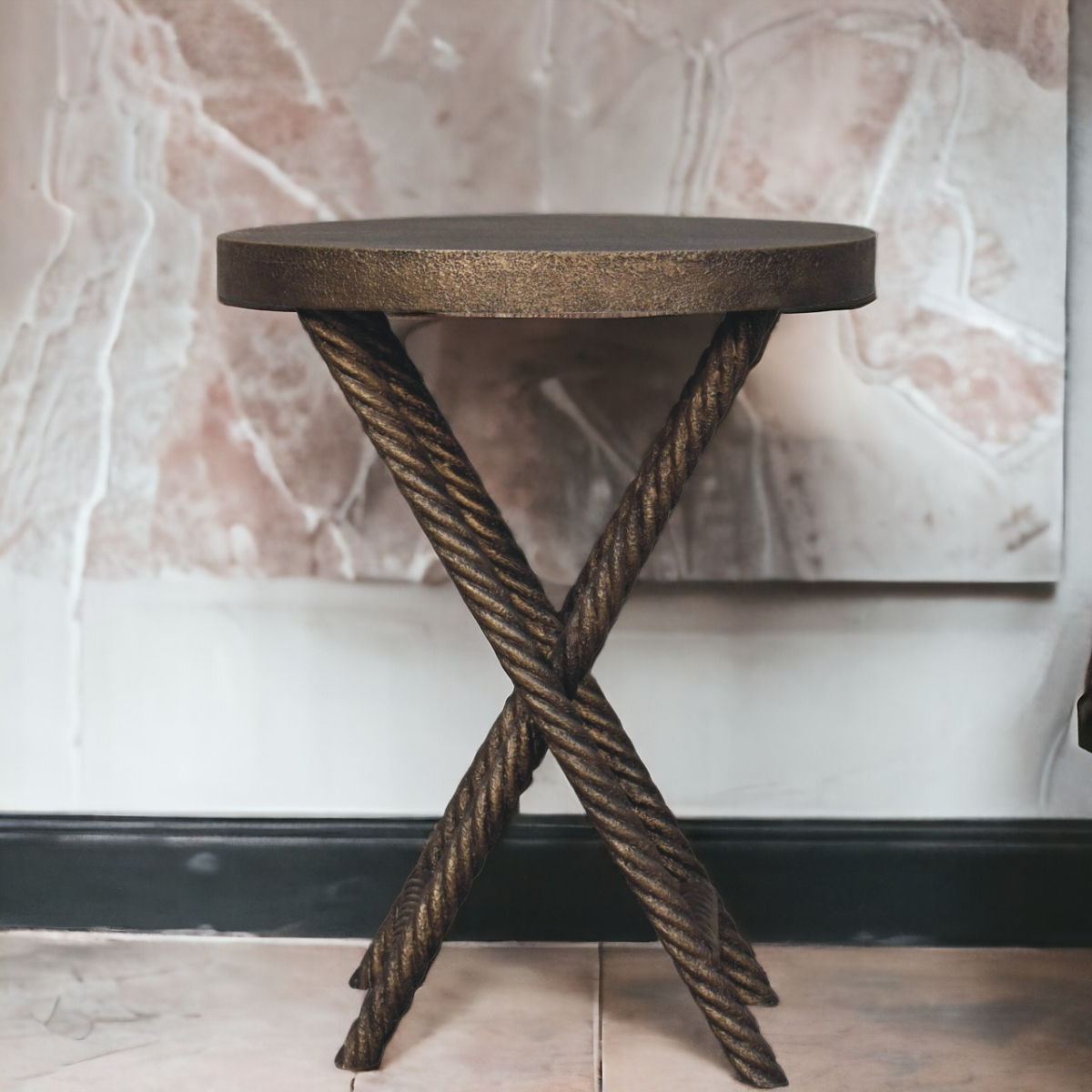 Dalton Metallic Rope Side Table - Beasley & Sons