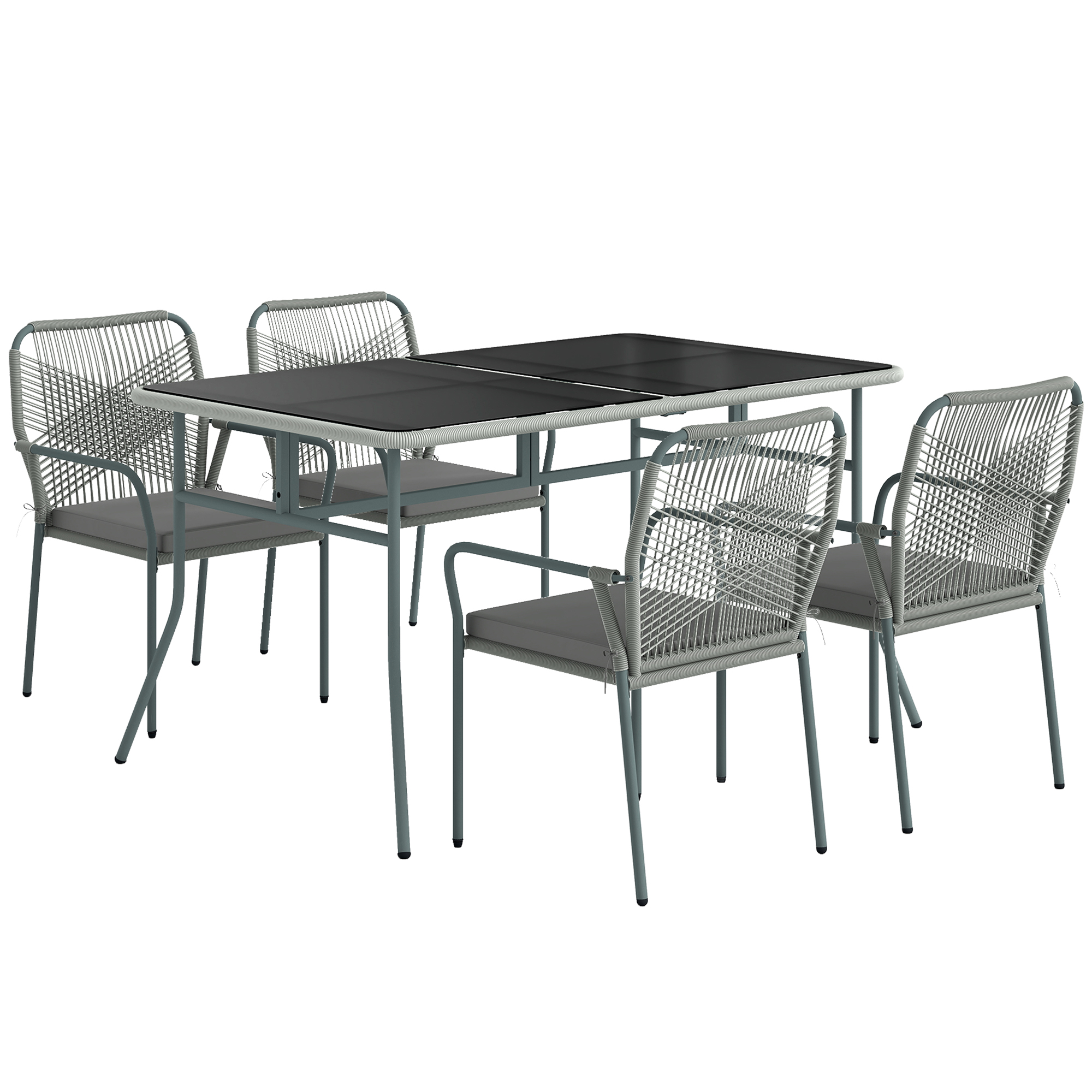 SUNVISTA Five Piece PE Rattan Garden Dining Set Light Grey - Life Essentials