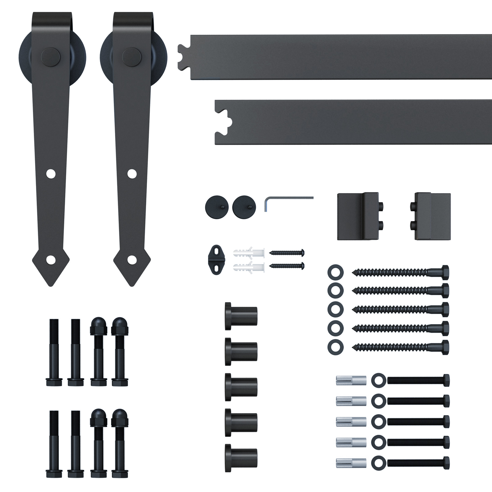 6.6FT / 2m Carbon Steel Sliding Door Kits Barn Hardware Closet Set Antique Style Track System For Single Wooden Door - Life Essentials
