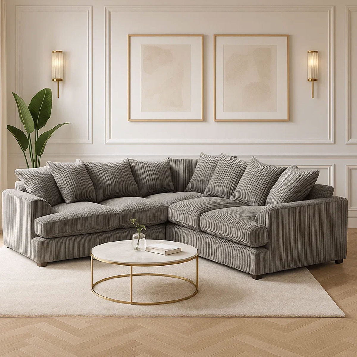 Jamba Double Padded Fabric Grey Corner Sofa - 6 Colours Available - Home Done