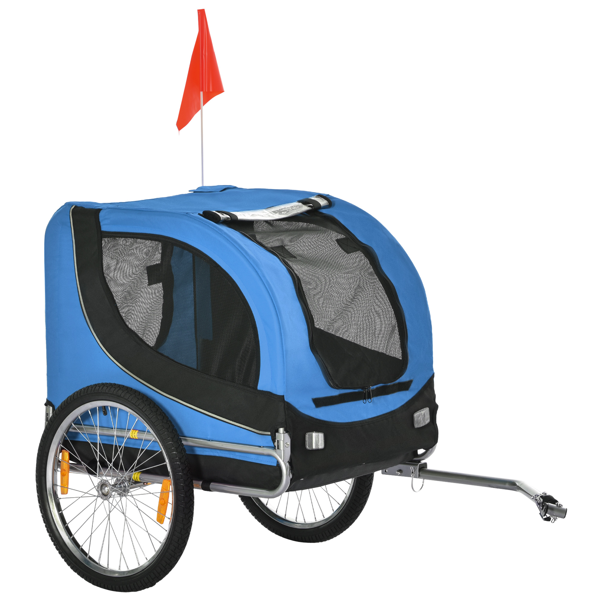 Dog Bike Trailer Folding Bicycle Pet Trailer W/Removable Cover-Blue - Life Essentials