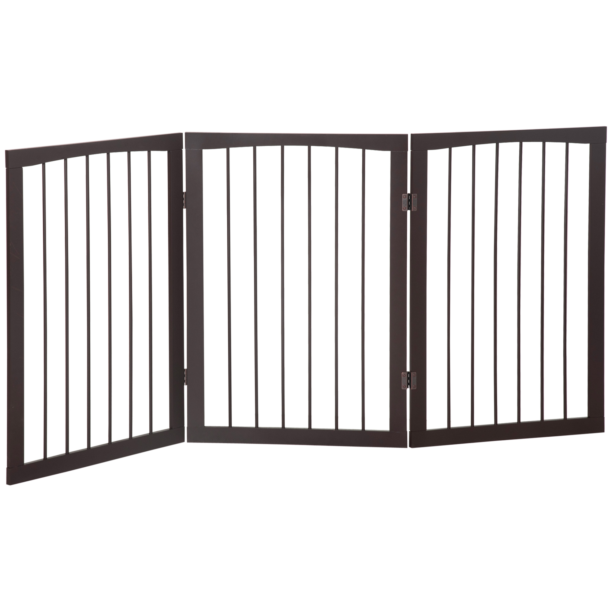 Folding 3 Panel Pet Gate Wooden Foldable Dog Fence Indoor Free Standing Safety Gate Portable Separation Pet Barrier Guard - Life Essentials