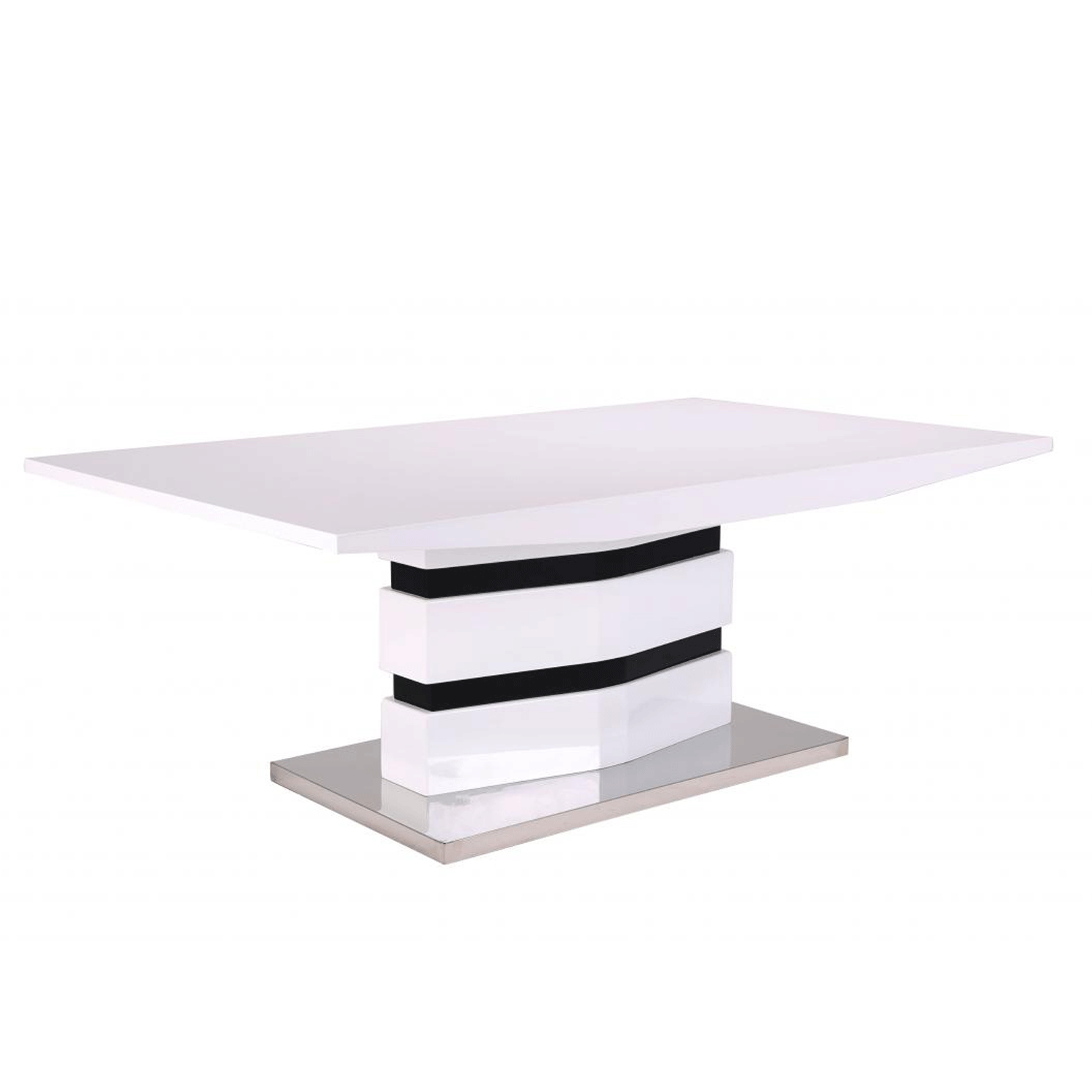 Sleek Simplicity Cardigan High Gloss Coffee Table in White and Black - Sigrid Mills