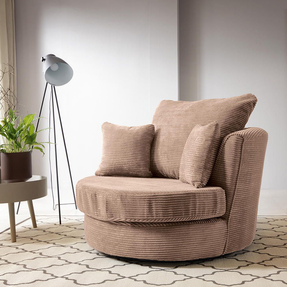 Jill Jumbo Swivel Chair - Brown - Moonlight Interiors
