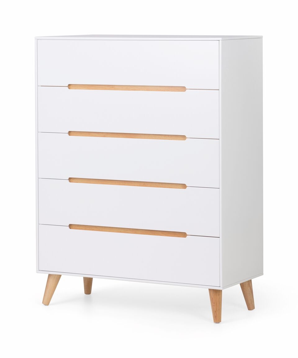 ASTRAL White Chest of Drawers - Medium-sized, 5 Drawers - JB Collections