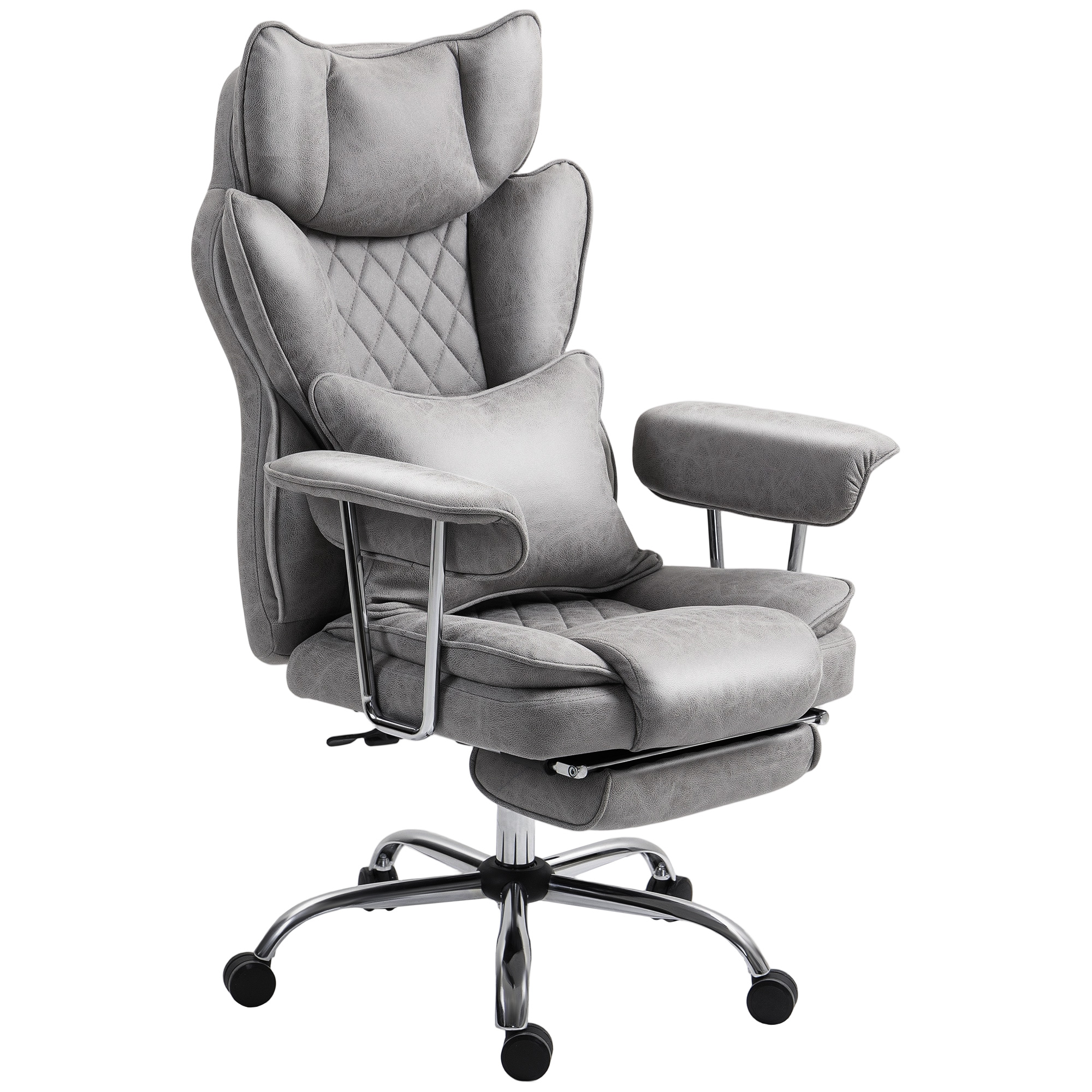 HERON Leathaire Reclining Office Chair Grey - Life Essentials