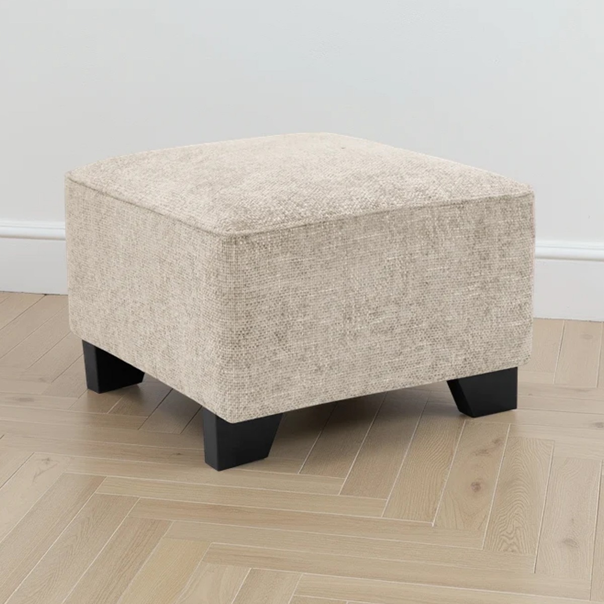 KAMILA Fabric Footstool - Stone