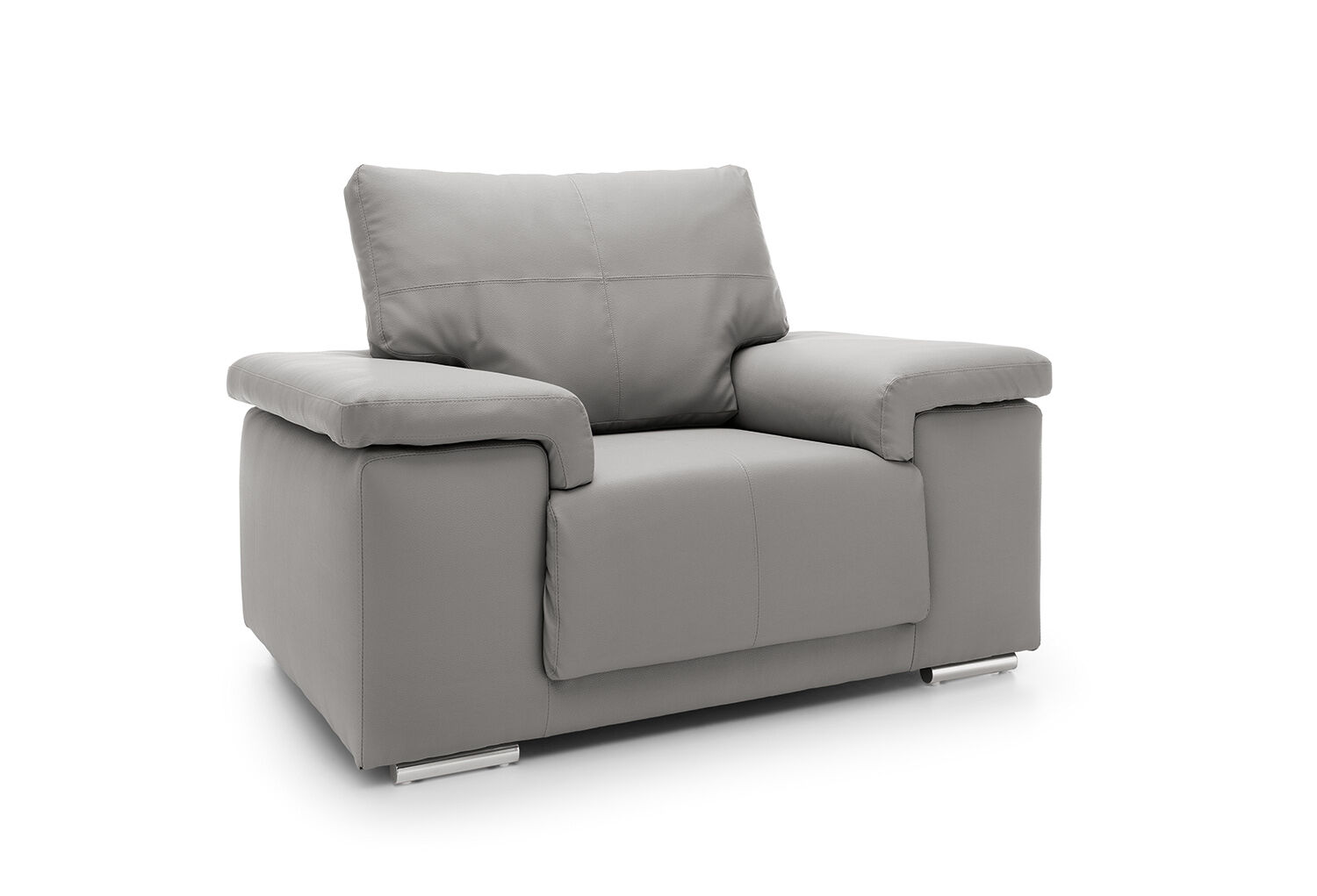 Chelmsford Leather Armchair - Light Grey - Moonlight Interiors