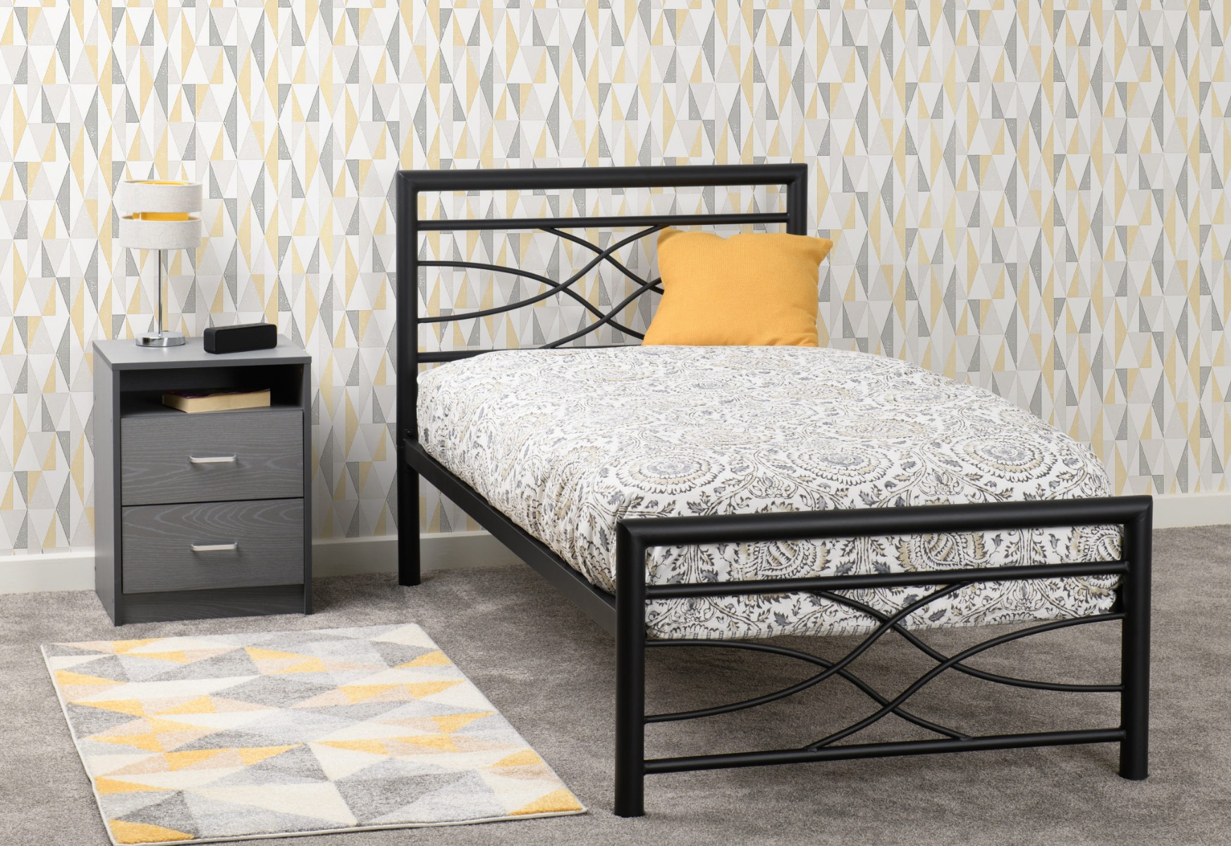 Kelly 3ft Single Bed - Black - Budget Deals