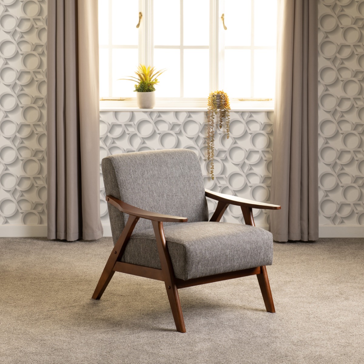 Kendra Fabric Armchair - Grey - Budget Deals
