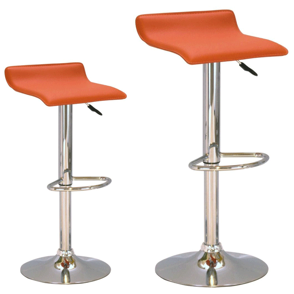 Salford Chrome Bar Stool Pair with Adjustable Features - Red - Sigrid Mills