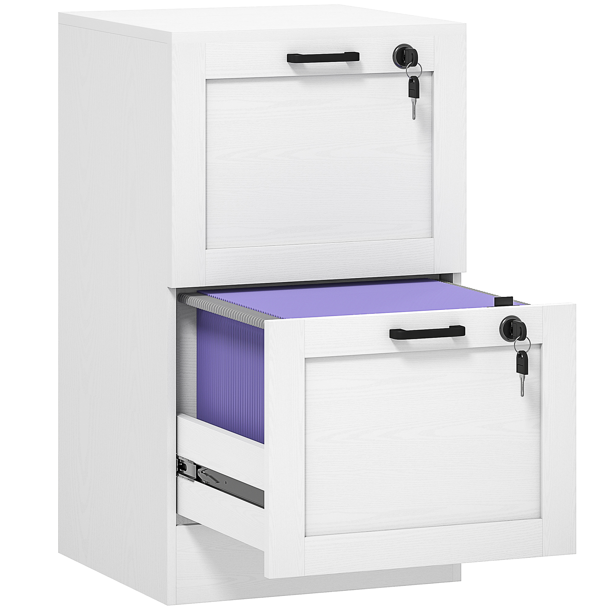 HERON 2 Drawer Filing Cabinet with Lock White - Life Essentials