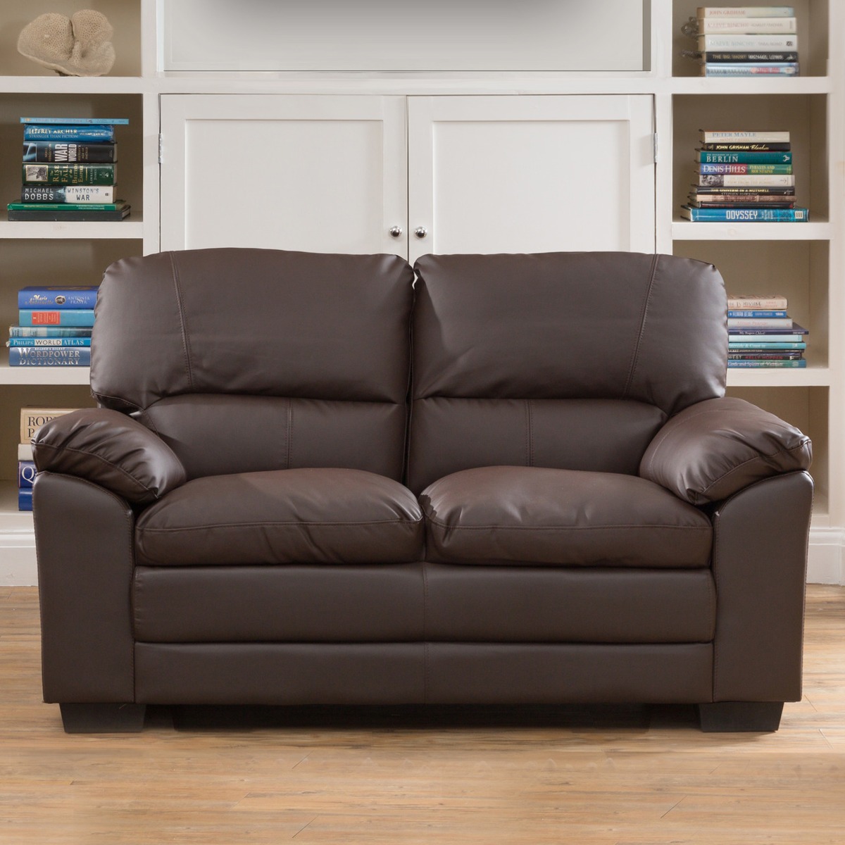 2 Seater Sofa - LEVRANO Leather Sofa - Brown - Archie Homes