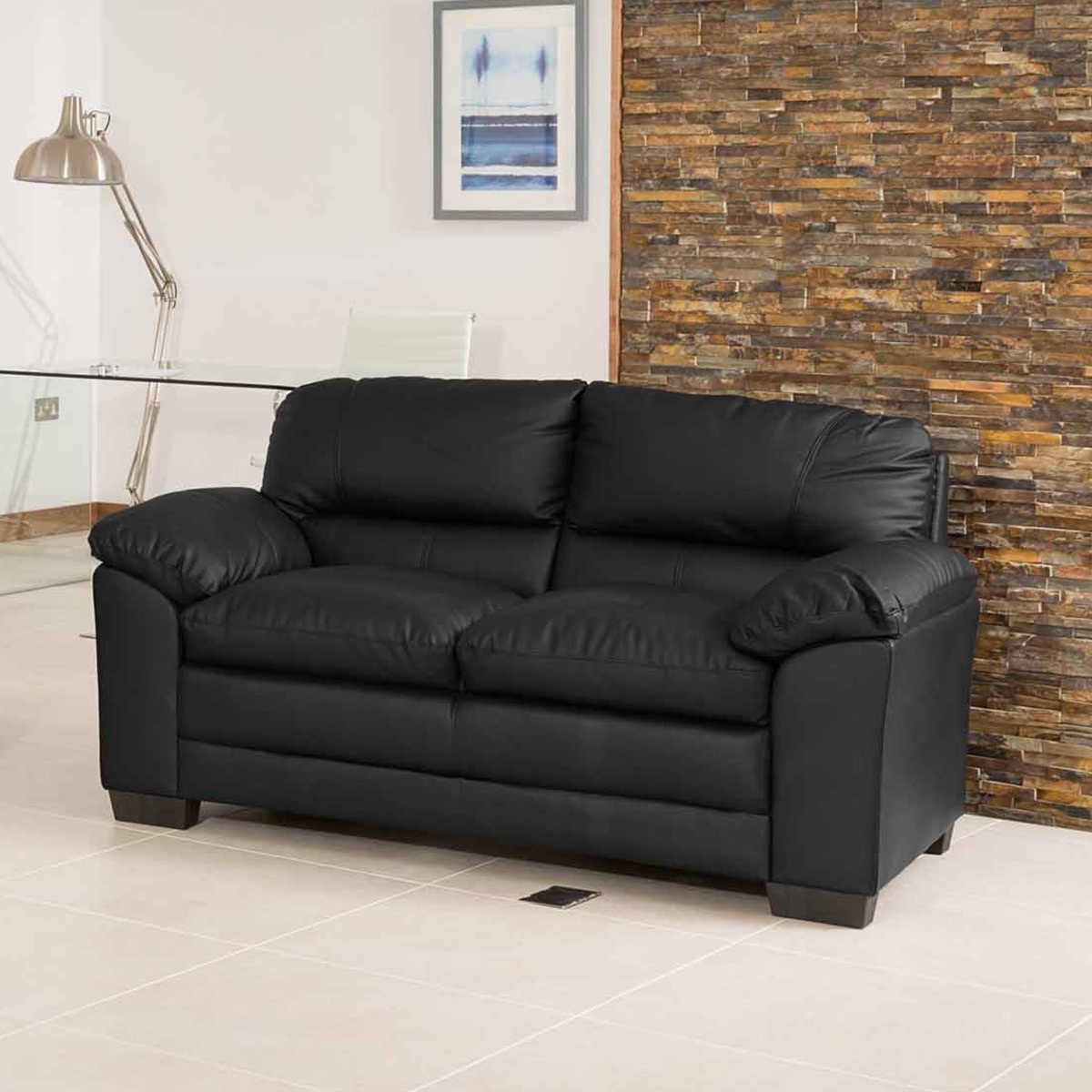 2 Seater Sofa - LEVRANO Leather Sofa - Grey - Archie Homes