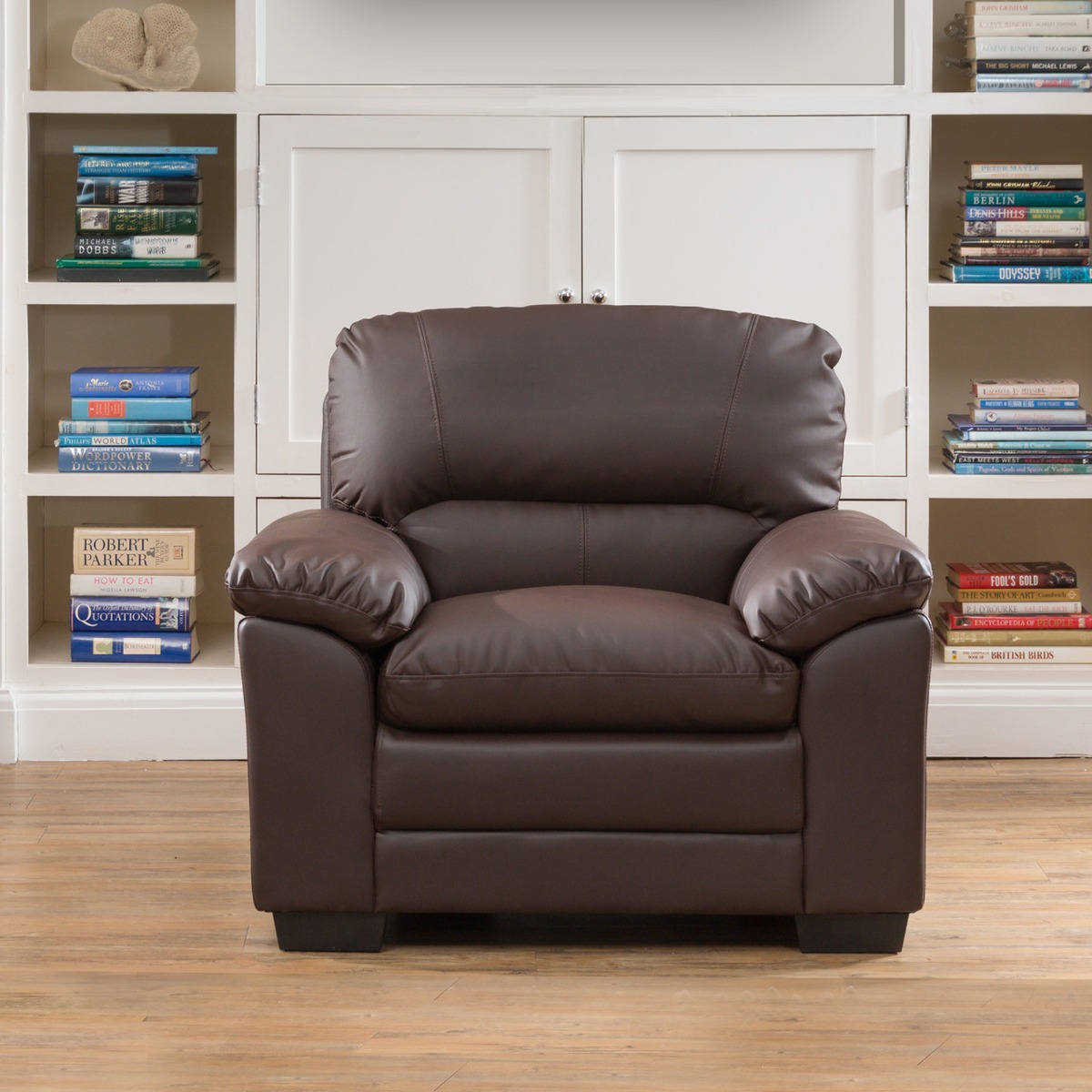 Armchair - LEVRANO Leather Chair - Brown - Archie Homes