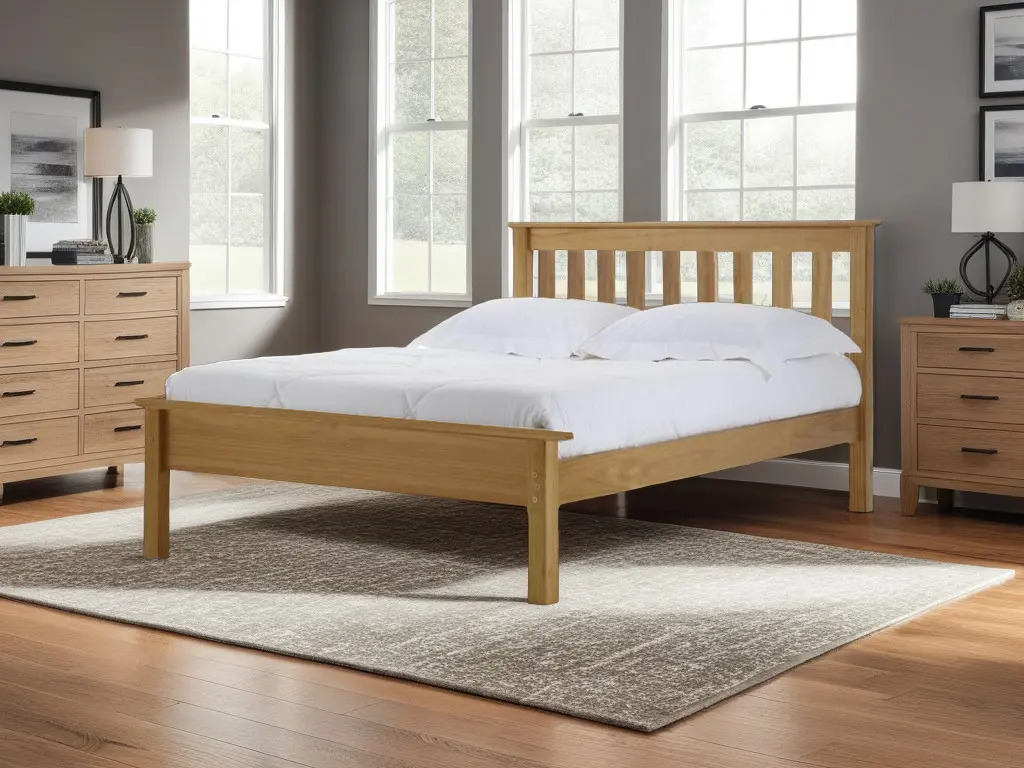Double Bed - KIVRA 4ft6 Wooden Bedframe - Natural - Beds-To-Go