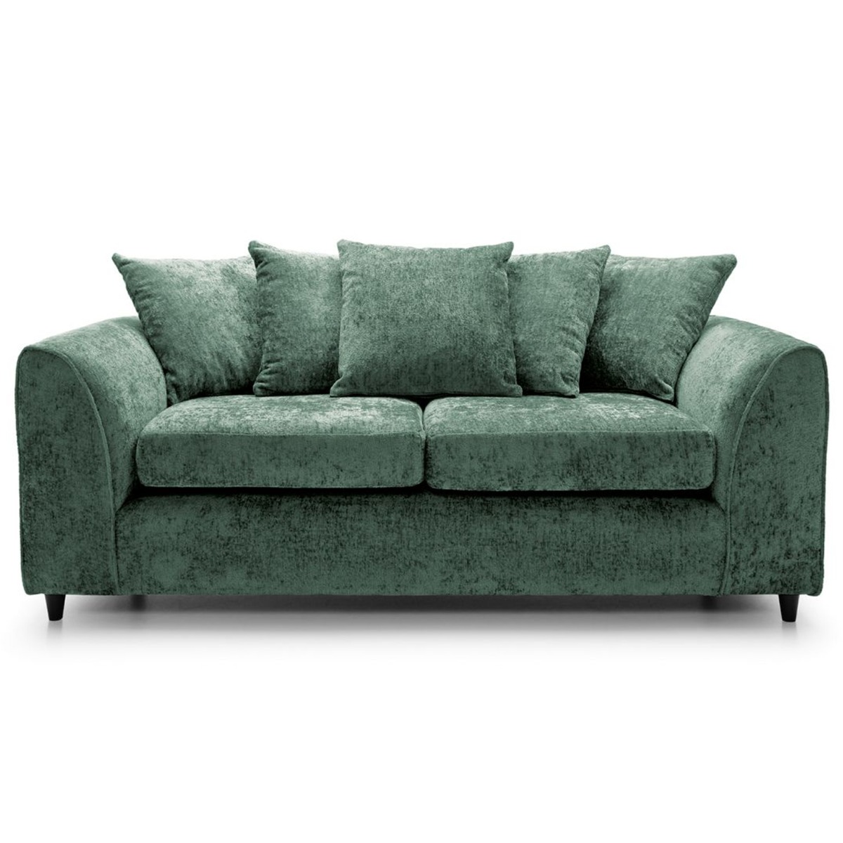 CARDIFF Crushed Chenille Fabric 3 Seater Sofa - Rifle Green - Moonlight Interiors