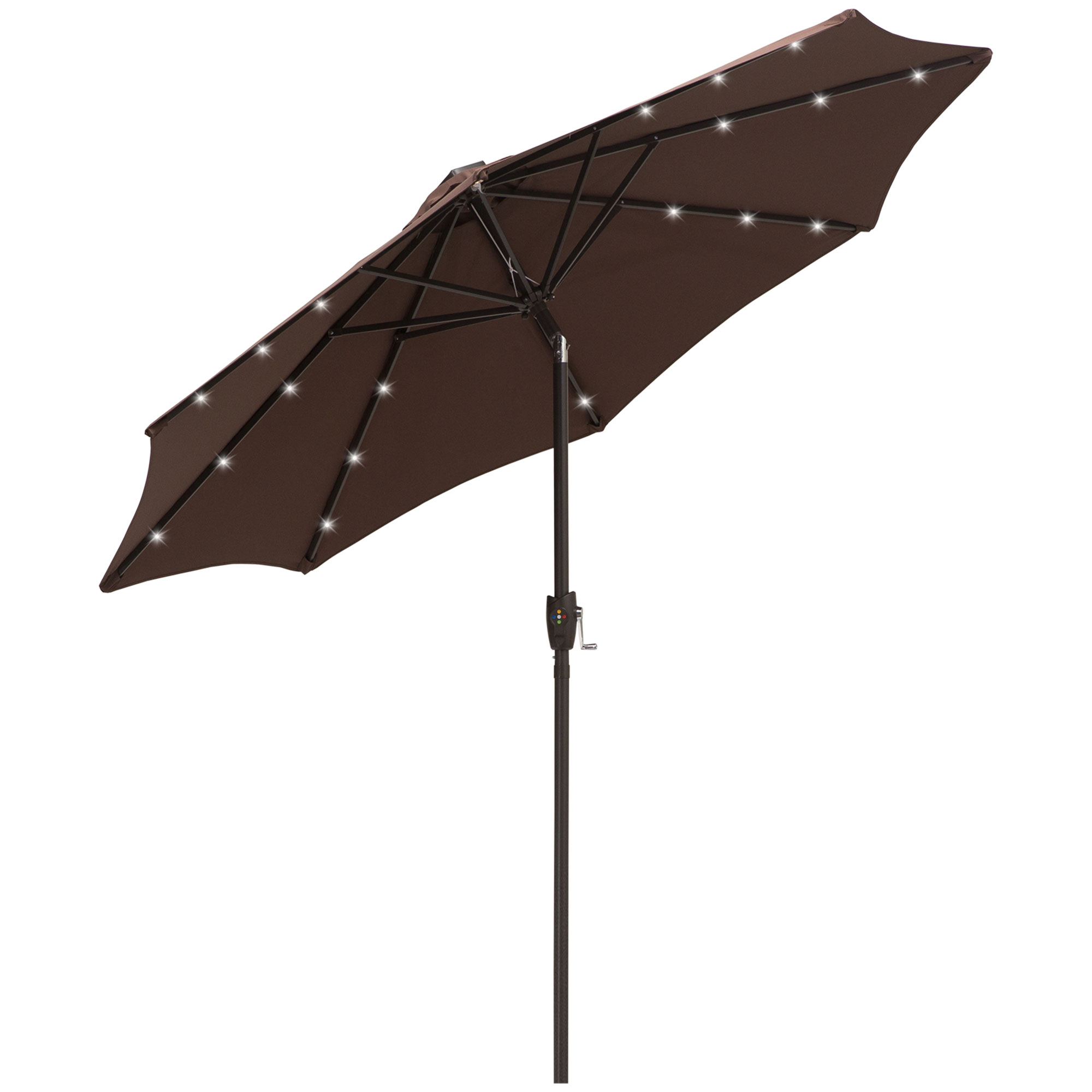 Umbrella Parasol 24 Solar LED-Brown/Coffee - Life Essentials
