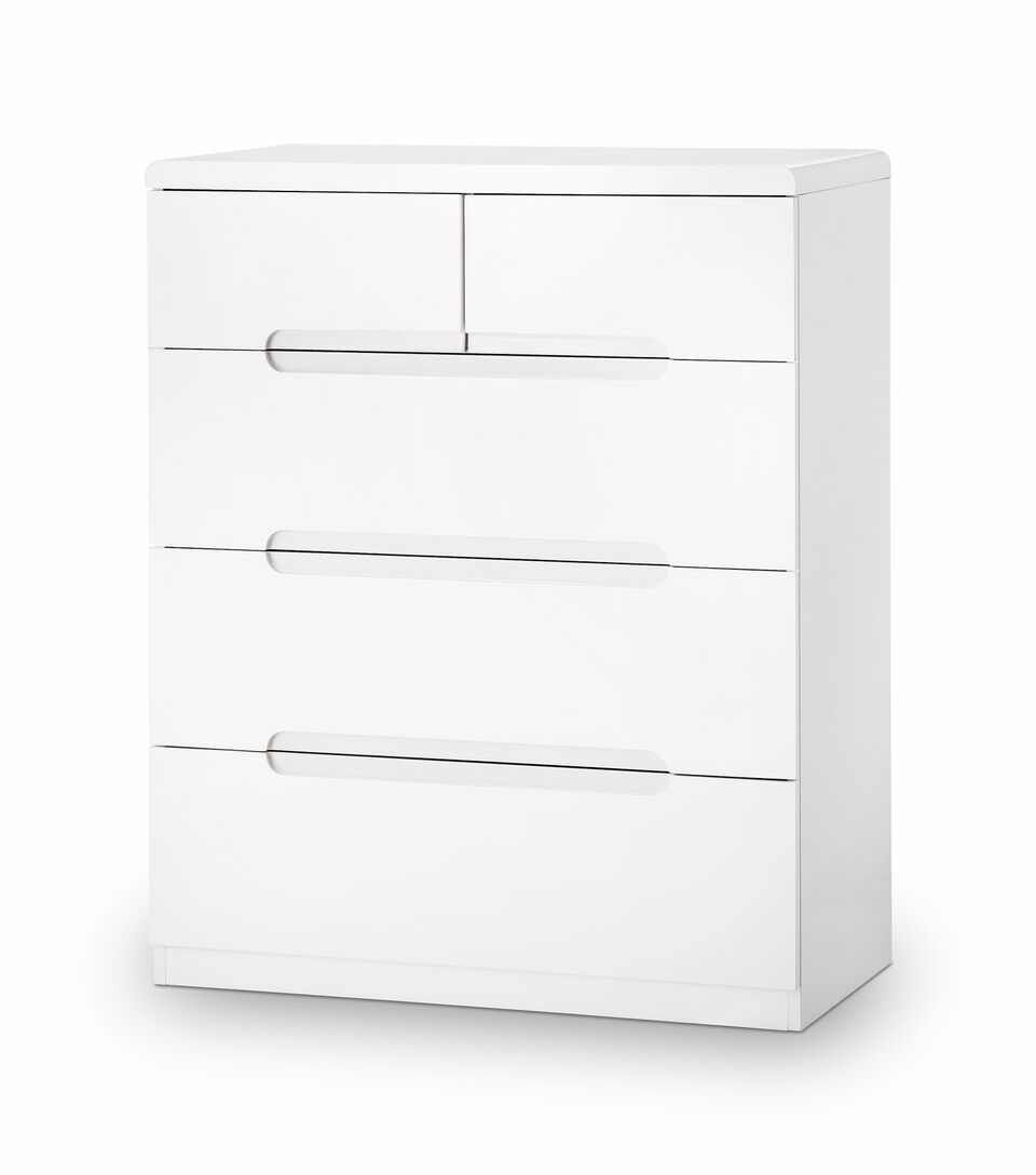 MONTROSE White Chest of Drawers - Medium-sized, 5 Drawers - JB Collections