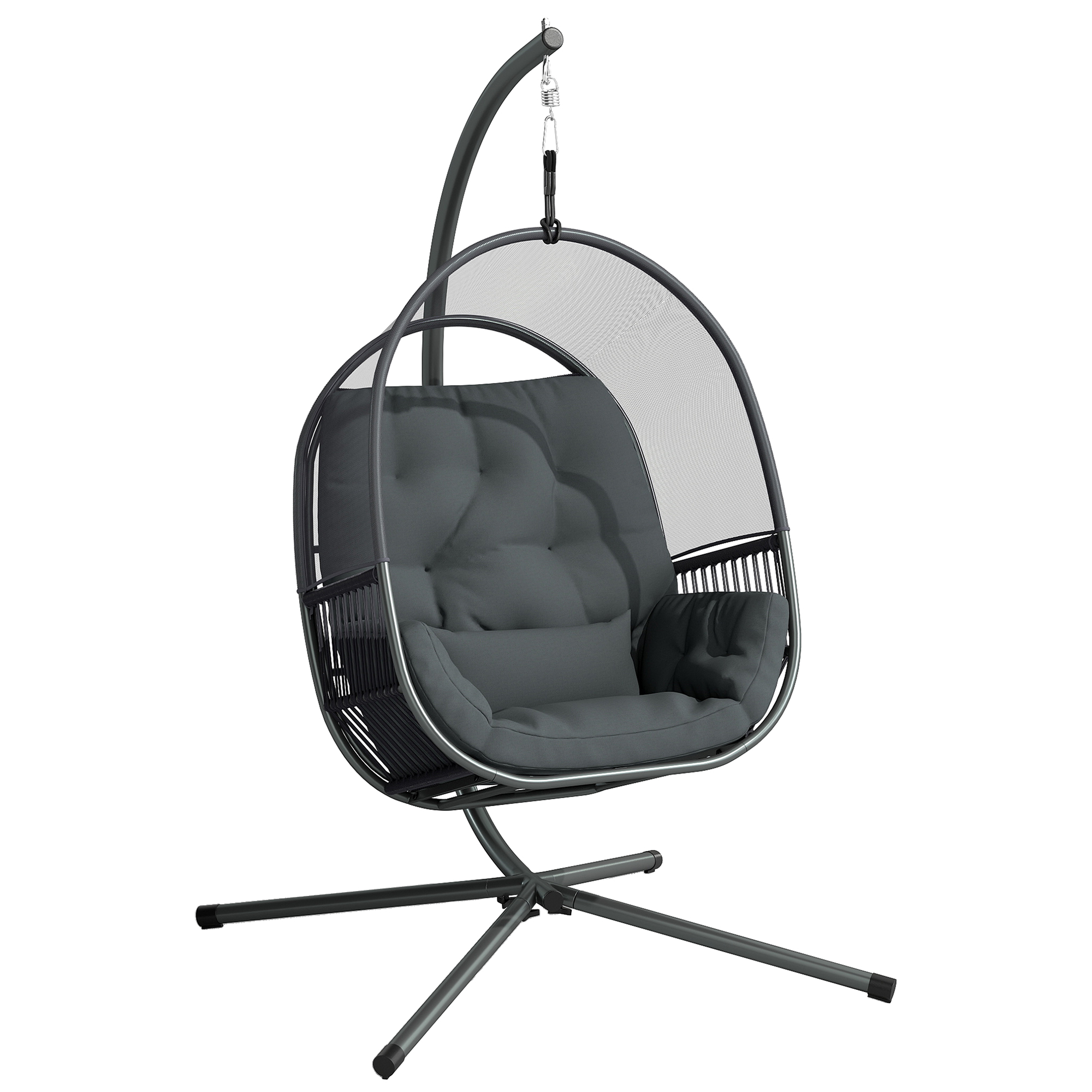 SUNVISTA Hanging Egg Chair Outdoor Indoor Swing Hammock Chair Dark Grey - Life Essentials