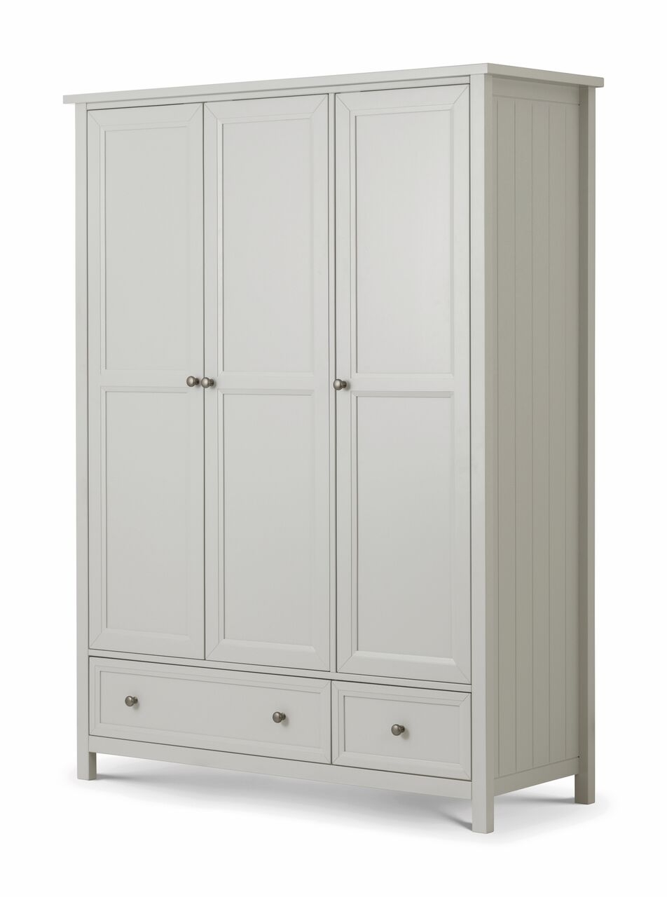 Wardrobe - MALTON 3 Door Wardrobe Grey 135.5cm - JB Collections