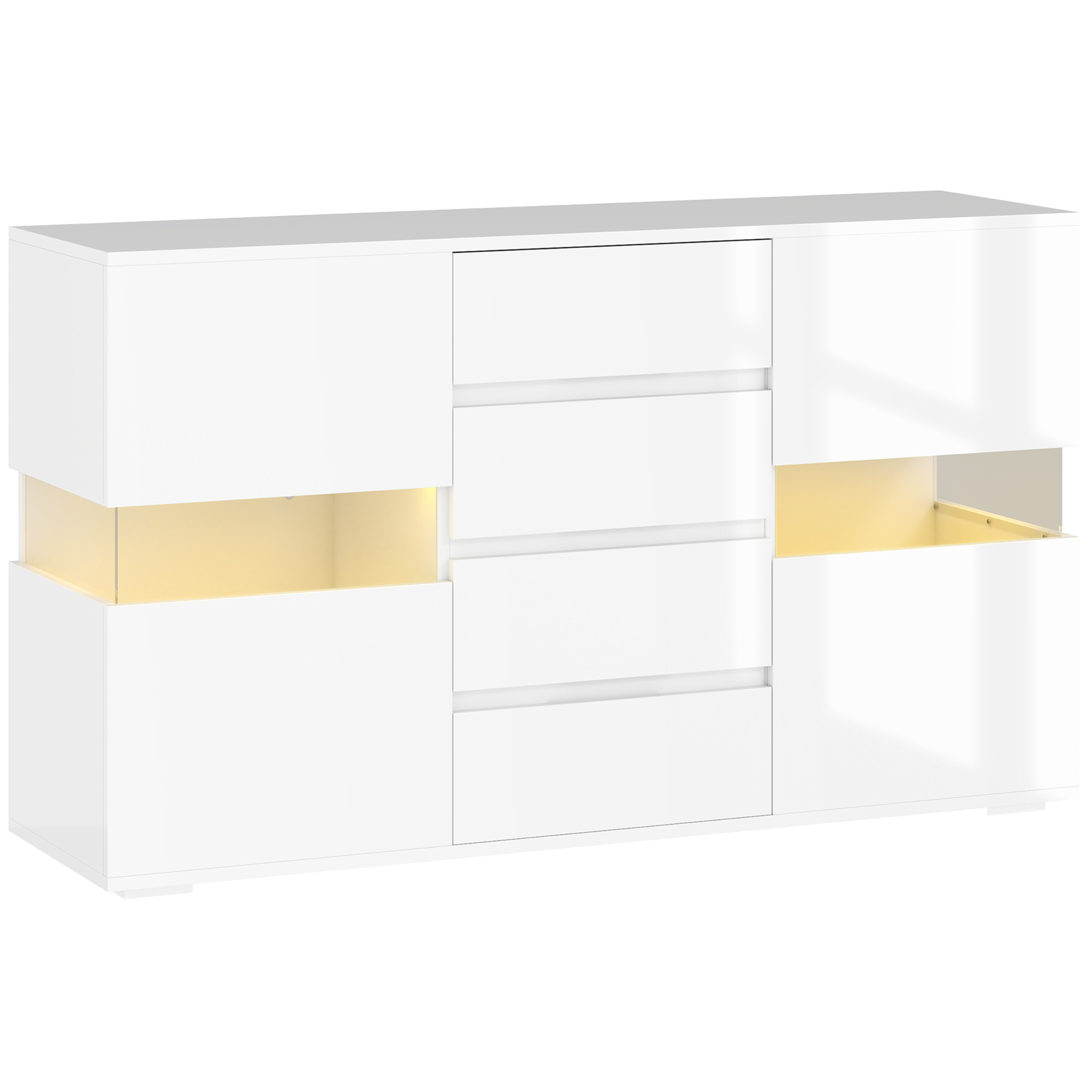 HERON LED Light Sideboard High Gloss White - Life Essentials