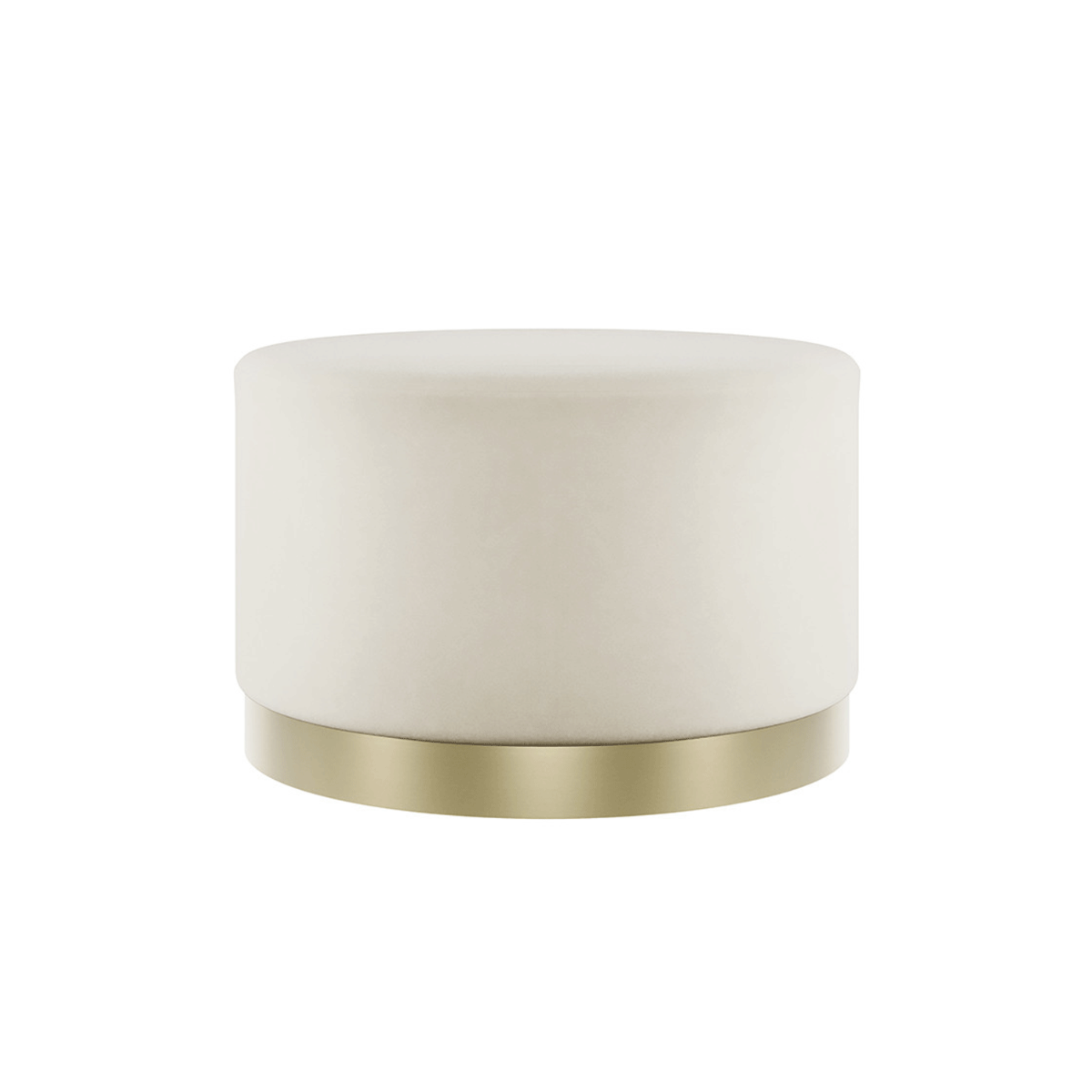 Harlow Large Pouffe with Brushed Gold Base - Cream Velvet - Leeds Plywood