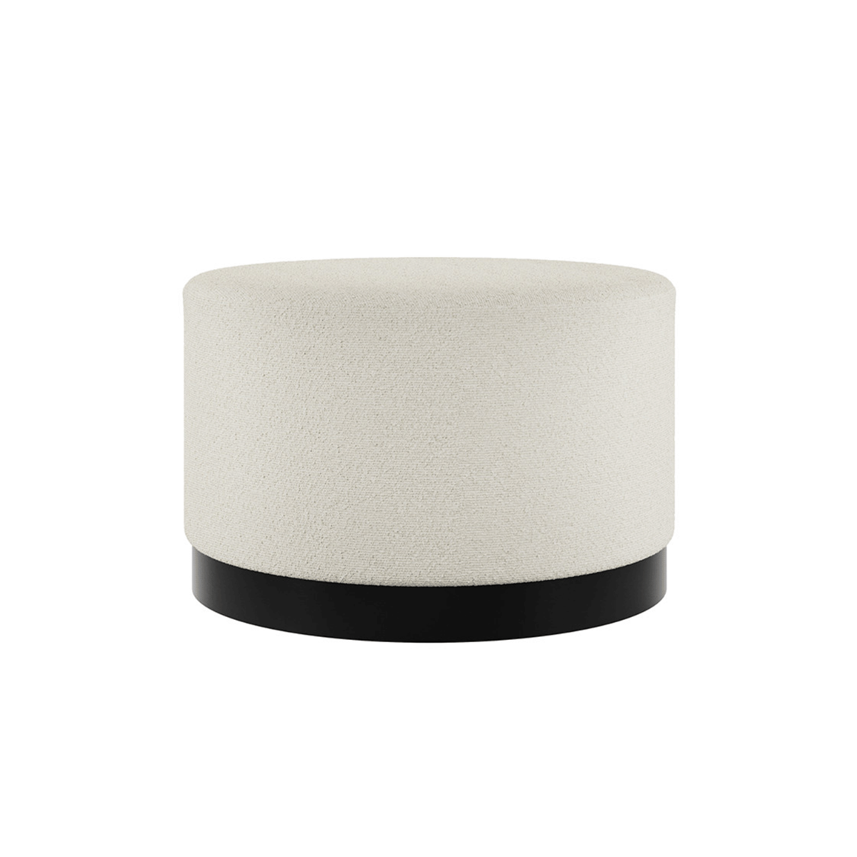 Harlow Large Pouffe with Matte Black Base - Ivory Boucle - Leeds Plywood