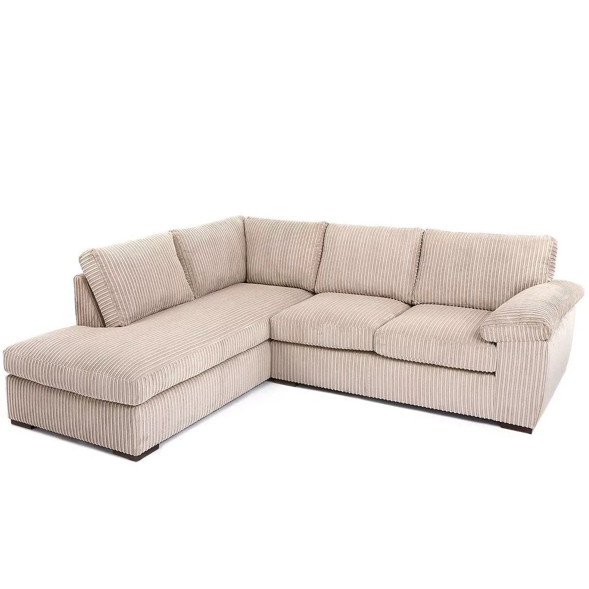 Corner Sofa - LARGE AMALFI Full Back Jumbo Cord Left Hand Cream - Sofa Central