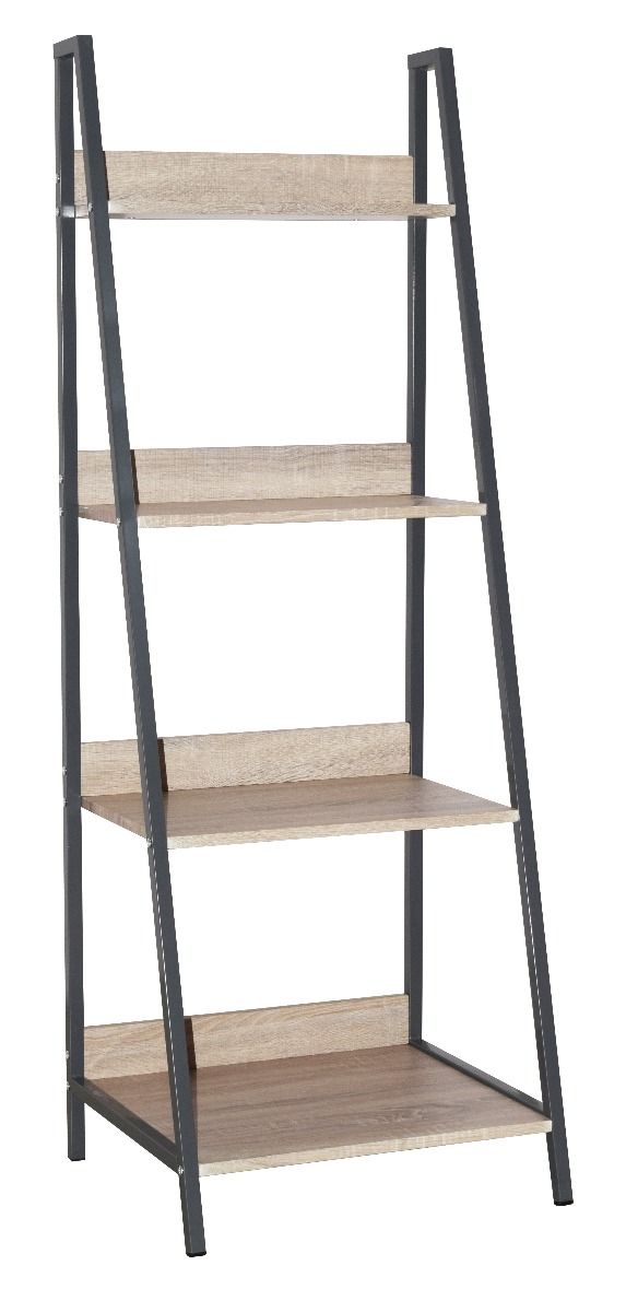 Loft Home Office Ladder Bookcase Unit with Metal Frames - Oak - Colton & Sawyer