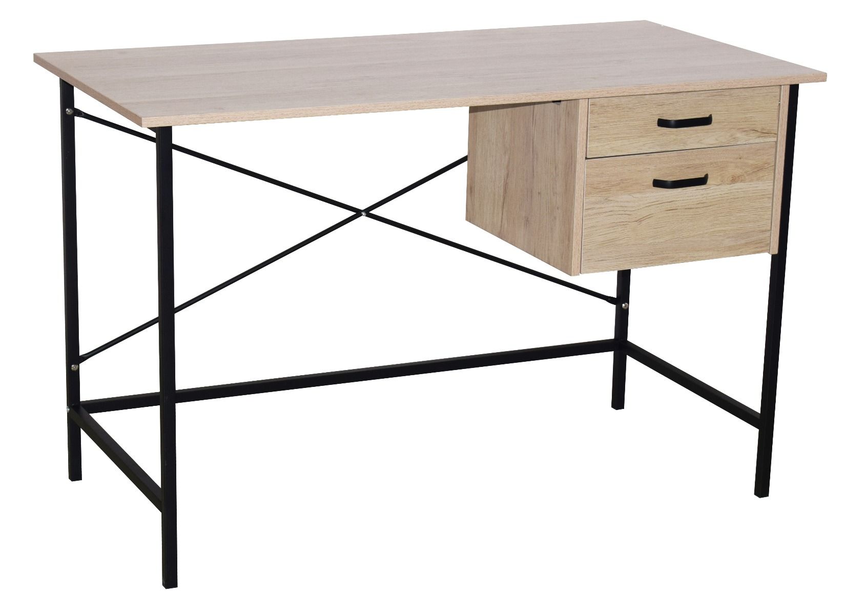 Home office Desk 2 Drawer Desk with Metal Legs - Oak - Colton & Sawyer