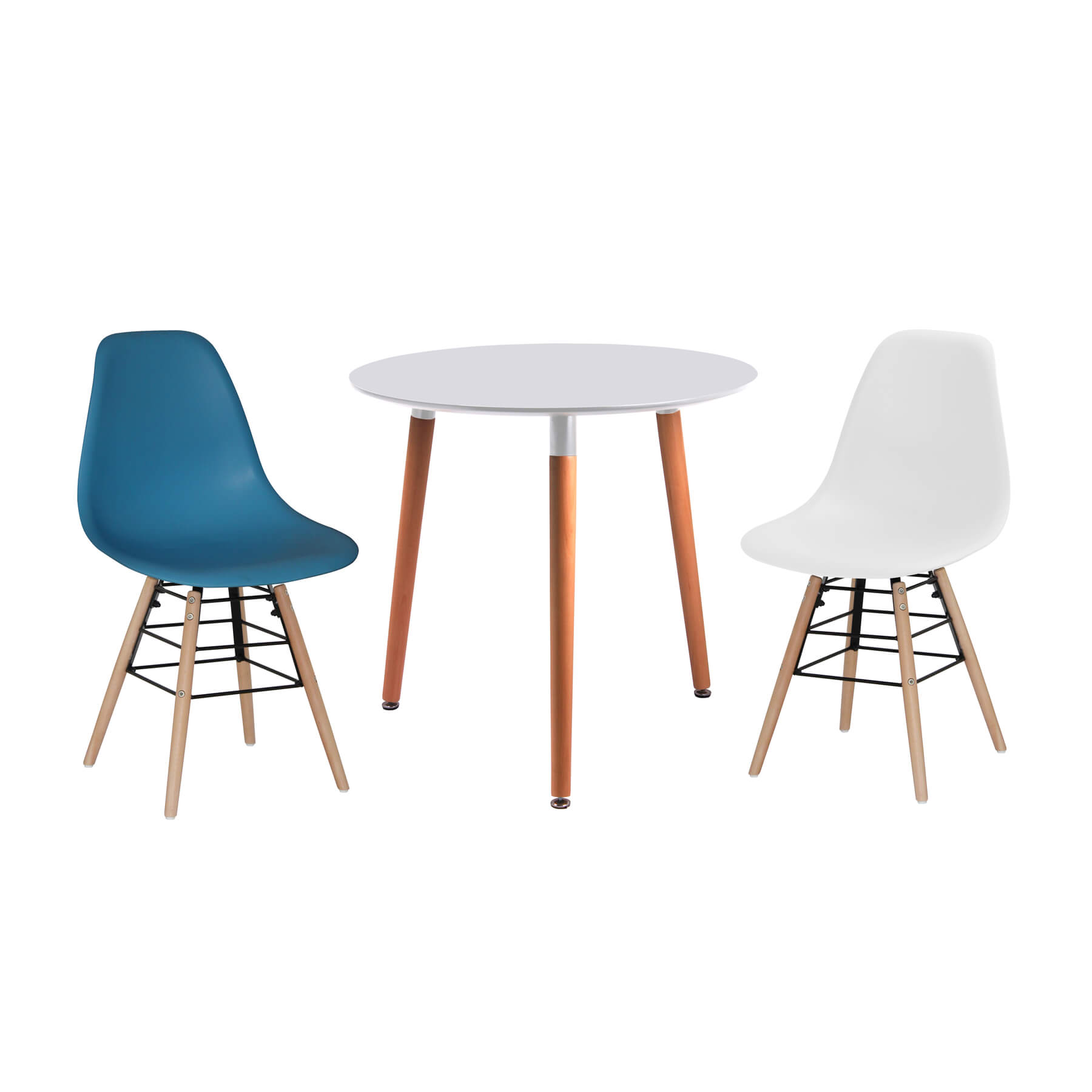 Polastro Modern Sophistication High Gloss Dining Table with Solid Beech Legs Round - White - Sigrid Mills