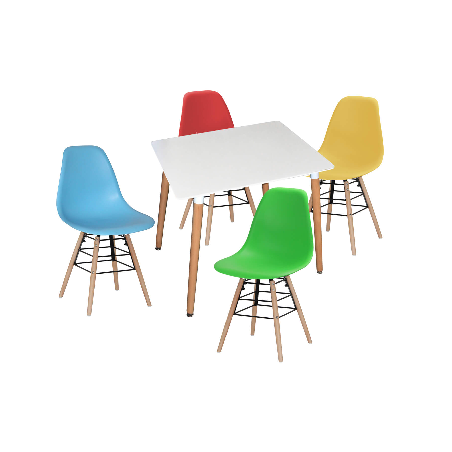 Polastro Modern Sophistication High Gloss Dining Table with Solid Beech Legs Square - White - Sigrid Mills