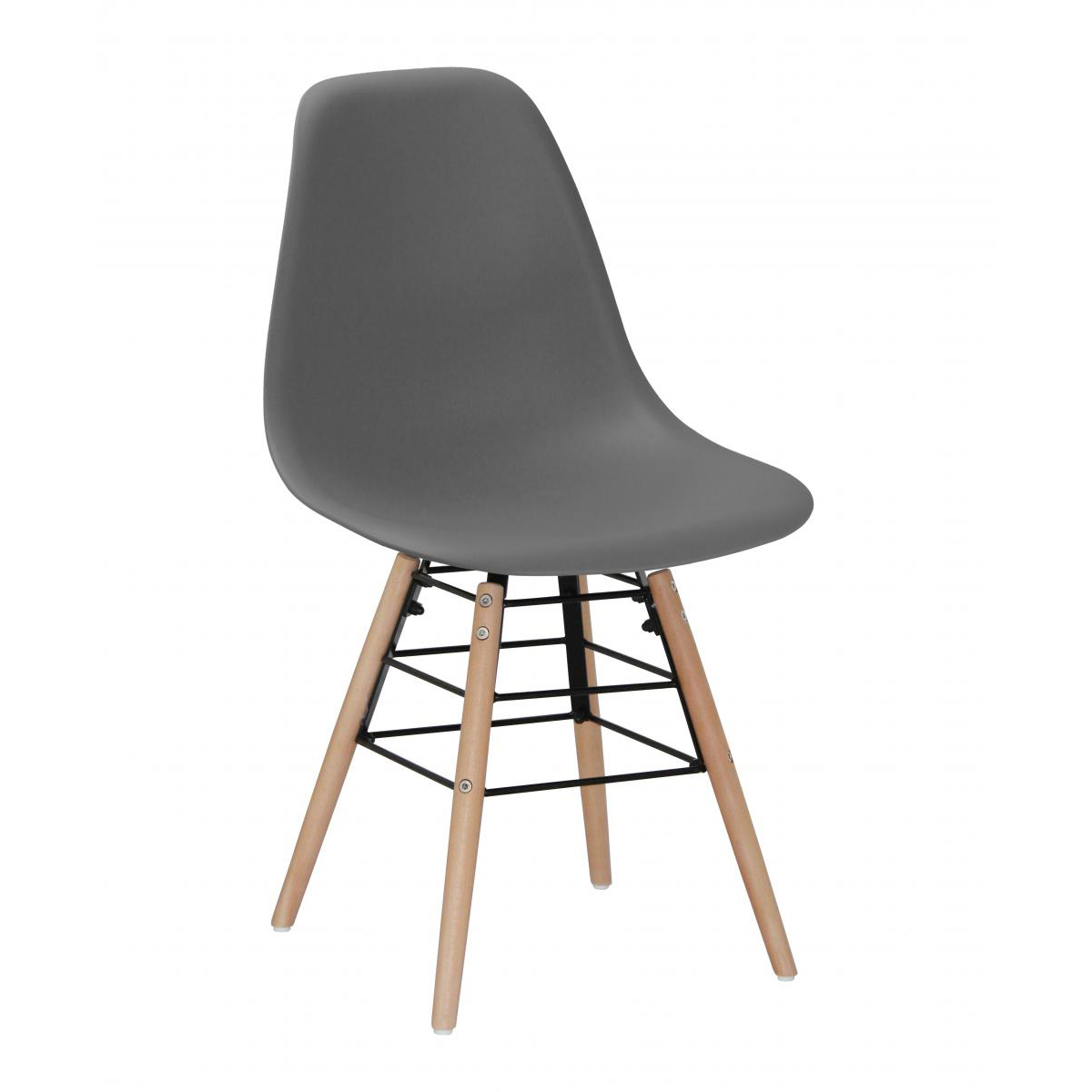 Polastro Plastic Dining Chairs set Vibrant Comfort with Solid Beech Legs 4 piece - Dark Grey - Sigrid Mills