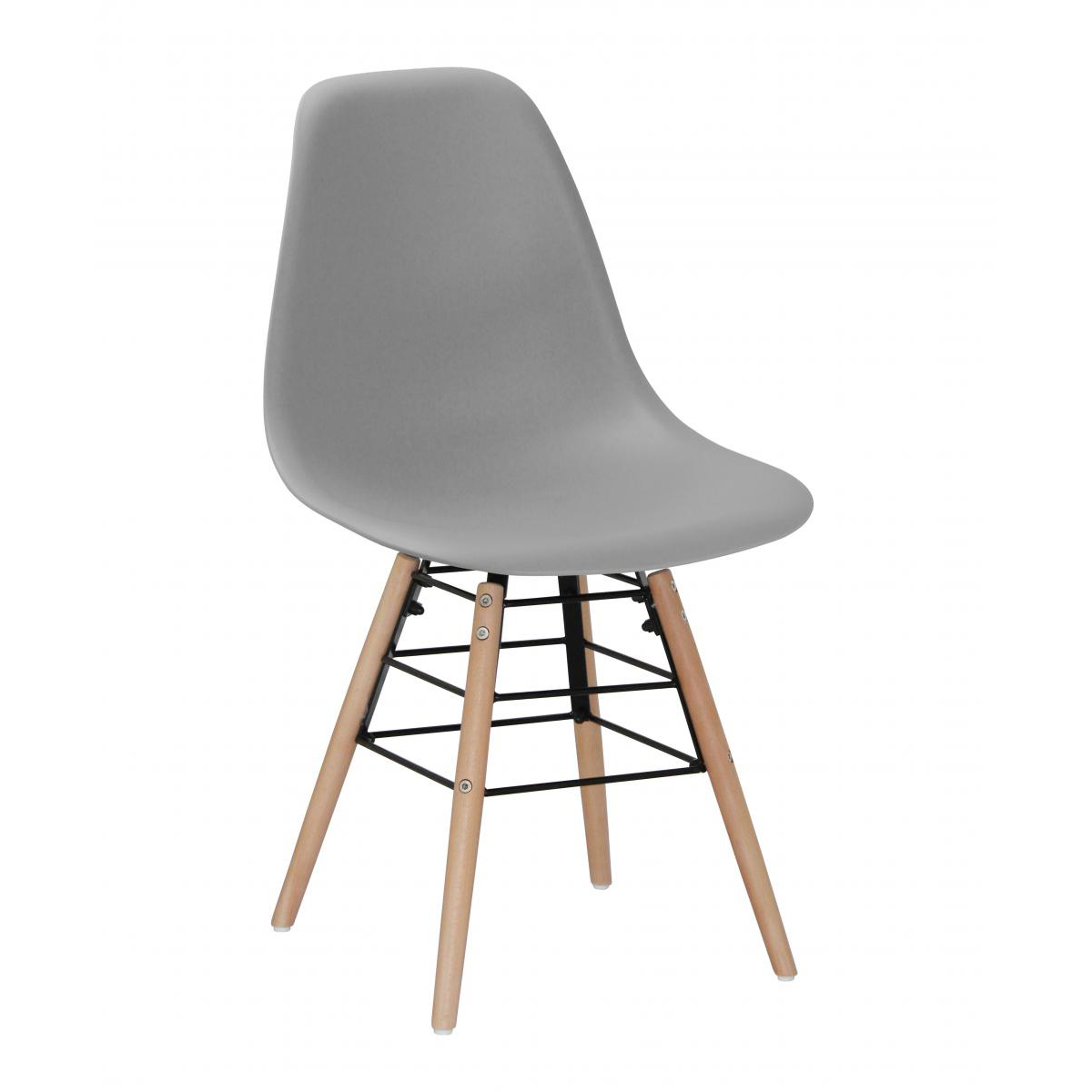 Polastro Plastic Dining Chairs set Vibrant Comfort with Solid Beech Legs 4 piece - Light Grey - Sigrid Mills