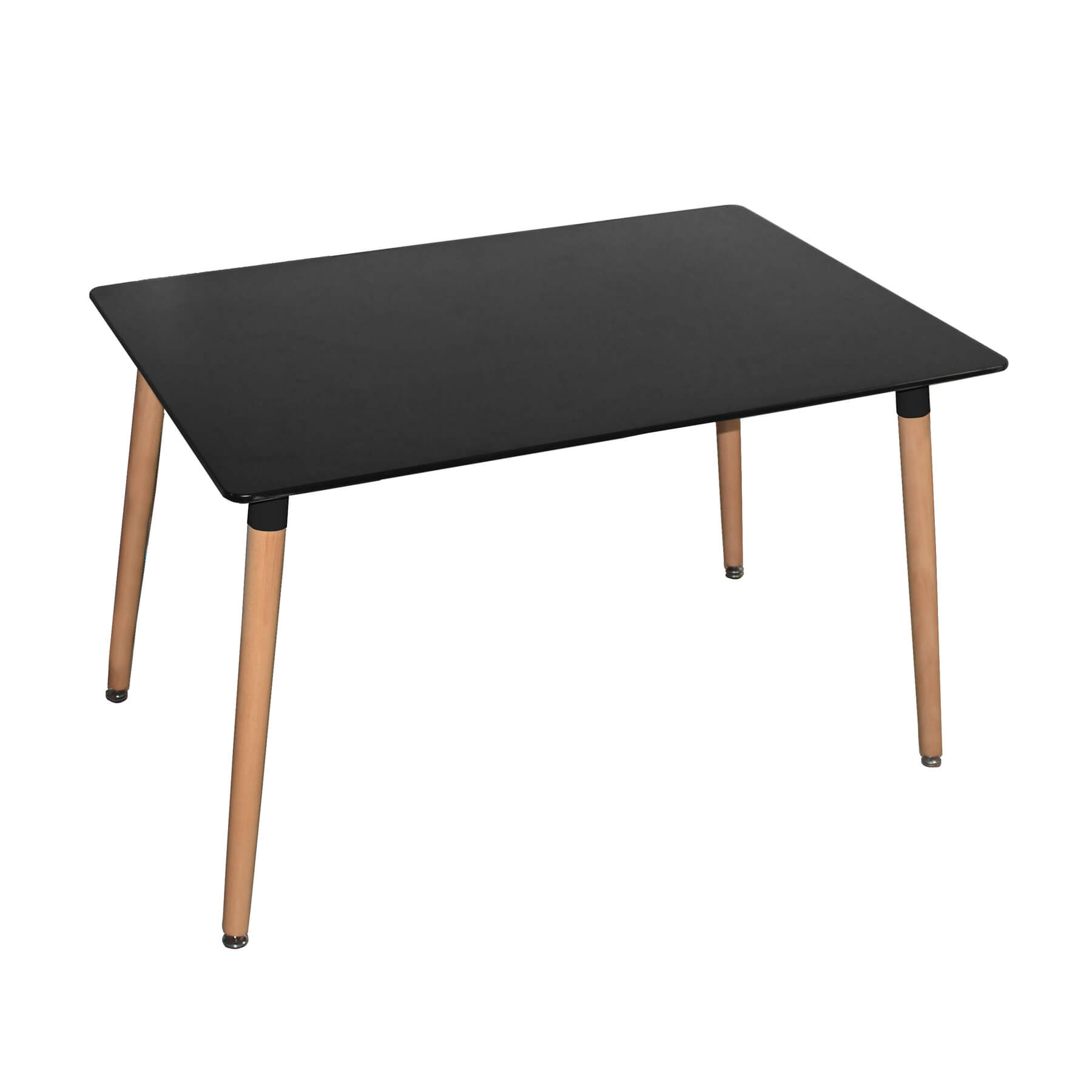 Polastro Modern Sophistication High Gloss Dining Table with Solid Beech Legs Rectangle - Black - Sigrid Mills