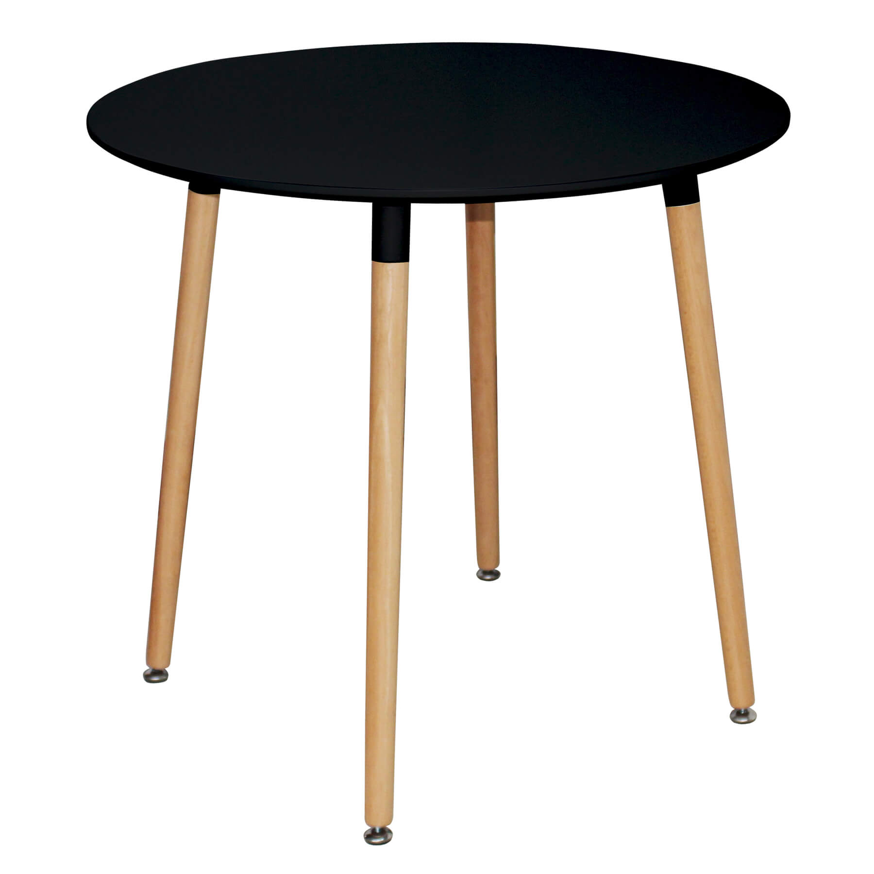 Polastro Modern Sophistication High Gloss Dining Table with Solid Beech Legs Round - Black - Sigrid Mills