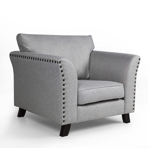 Riviera Chic 1 Seater Fabric Sofa - Grey - Sigrid Mills