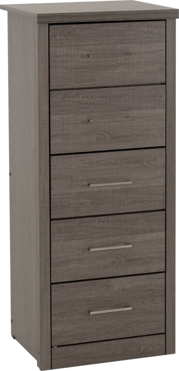LISKEARD Black Chest of Drawers - Tallboy, Medium-sized, 5 Drawers - Budget Deals