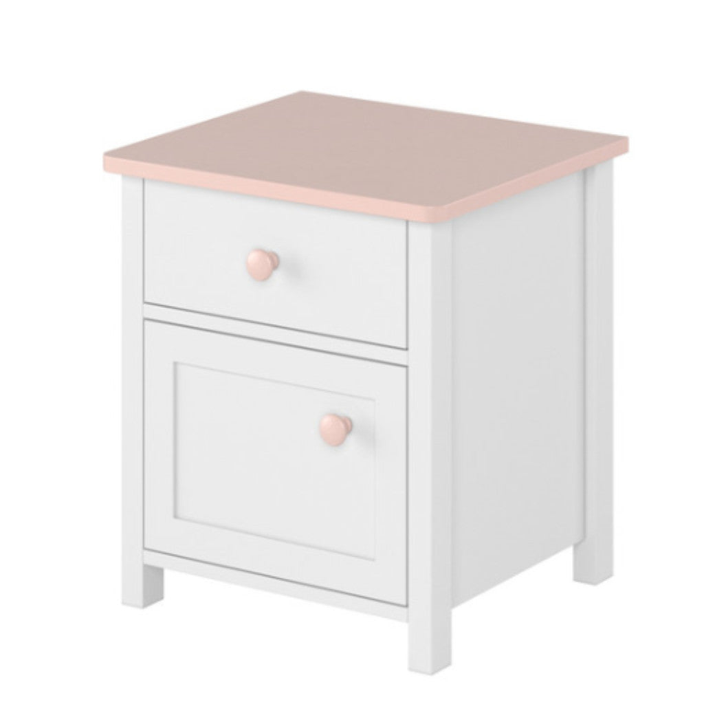 Bedside Table - MOON Nightstand White Matt 45cm - Art Nest