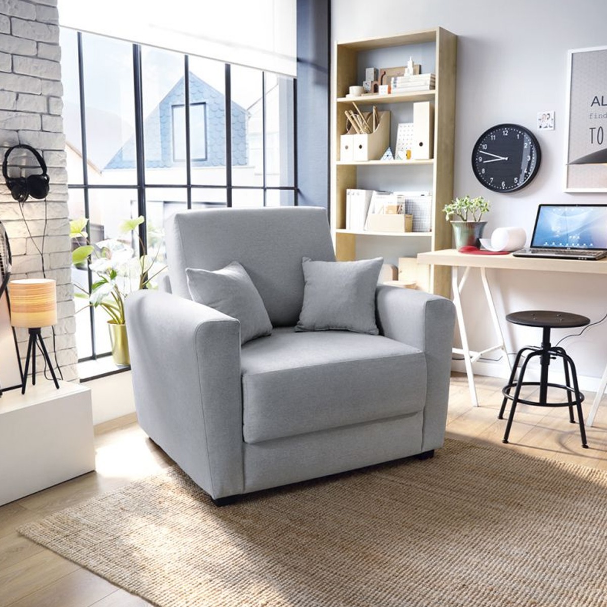 Bristol Velvet Single Sofabed - Light Grey - Moonlight Interiors