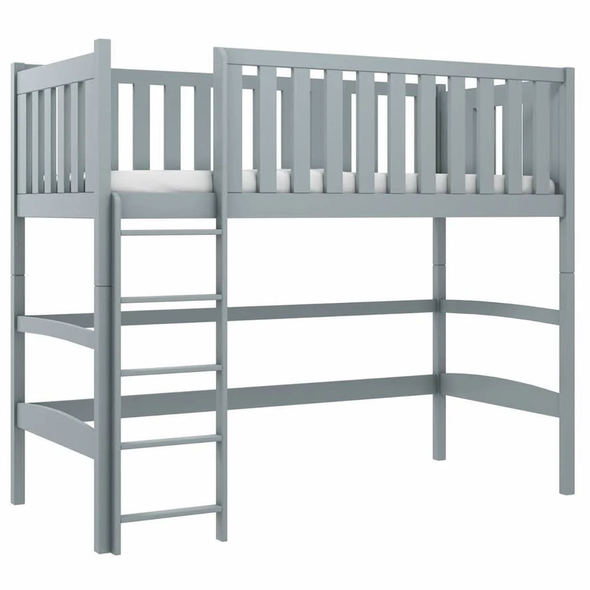 Everett Felix Wooden Loft Bed with Foam/Bonnell Mattress - Grey - Art Nest