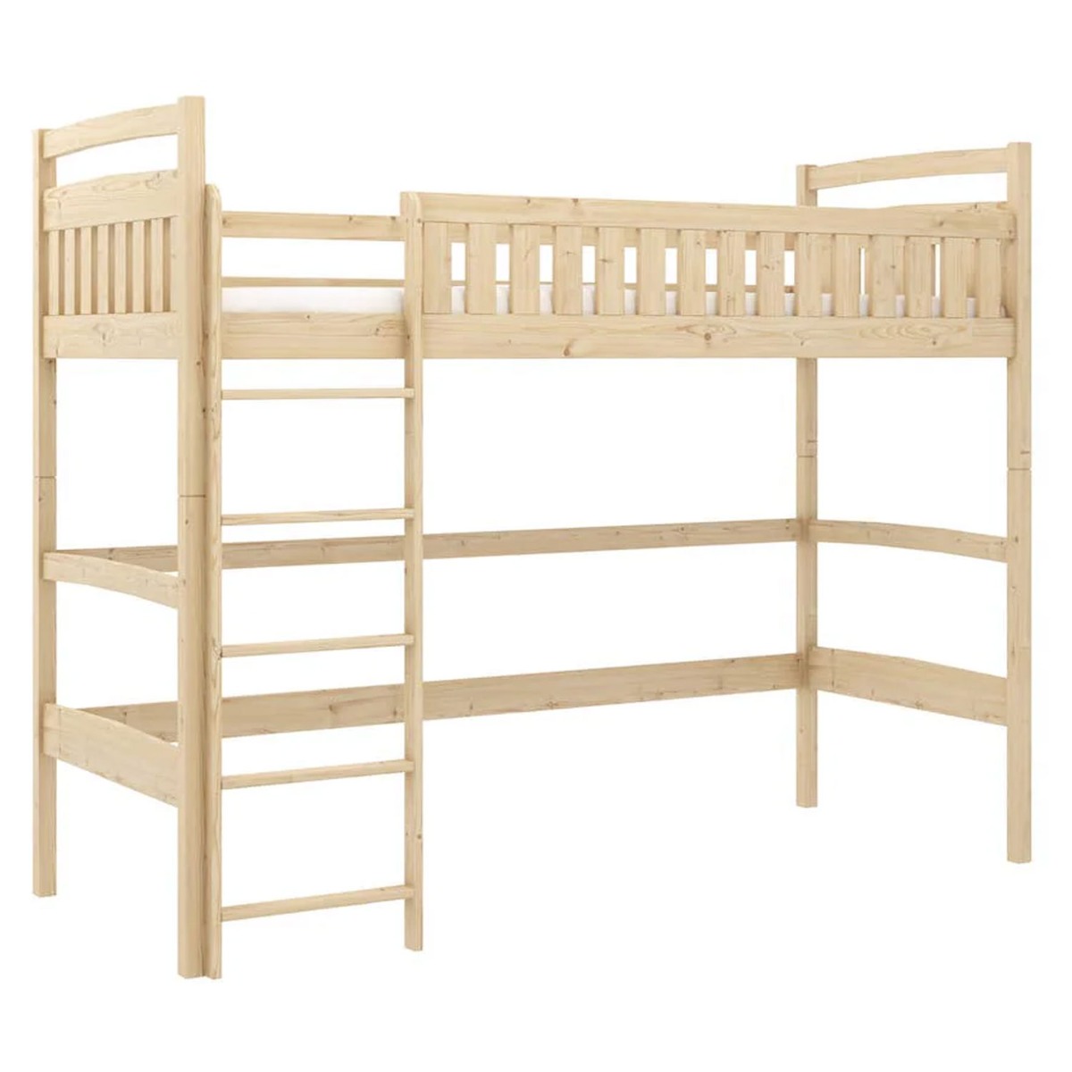 Winston Knox Wooden Loft Bed with Foam/Bonnell Mattress - Pine - Art Nest