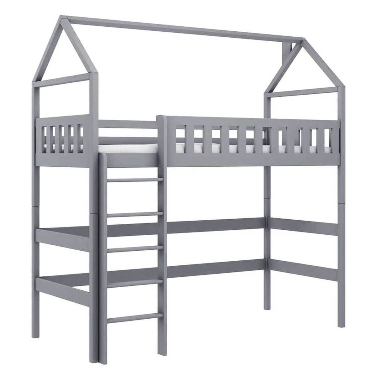 Maxwell Rex Wooden Loft Bed with Foam/Bonnell Mattress - Grey - Art Nest