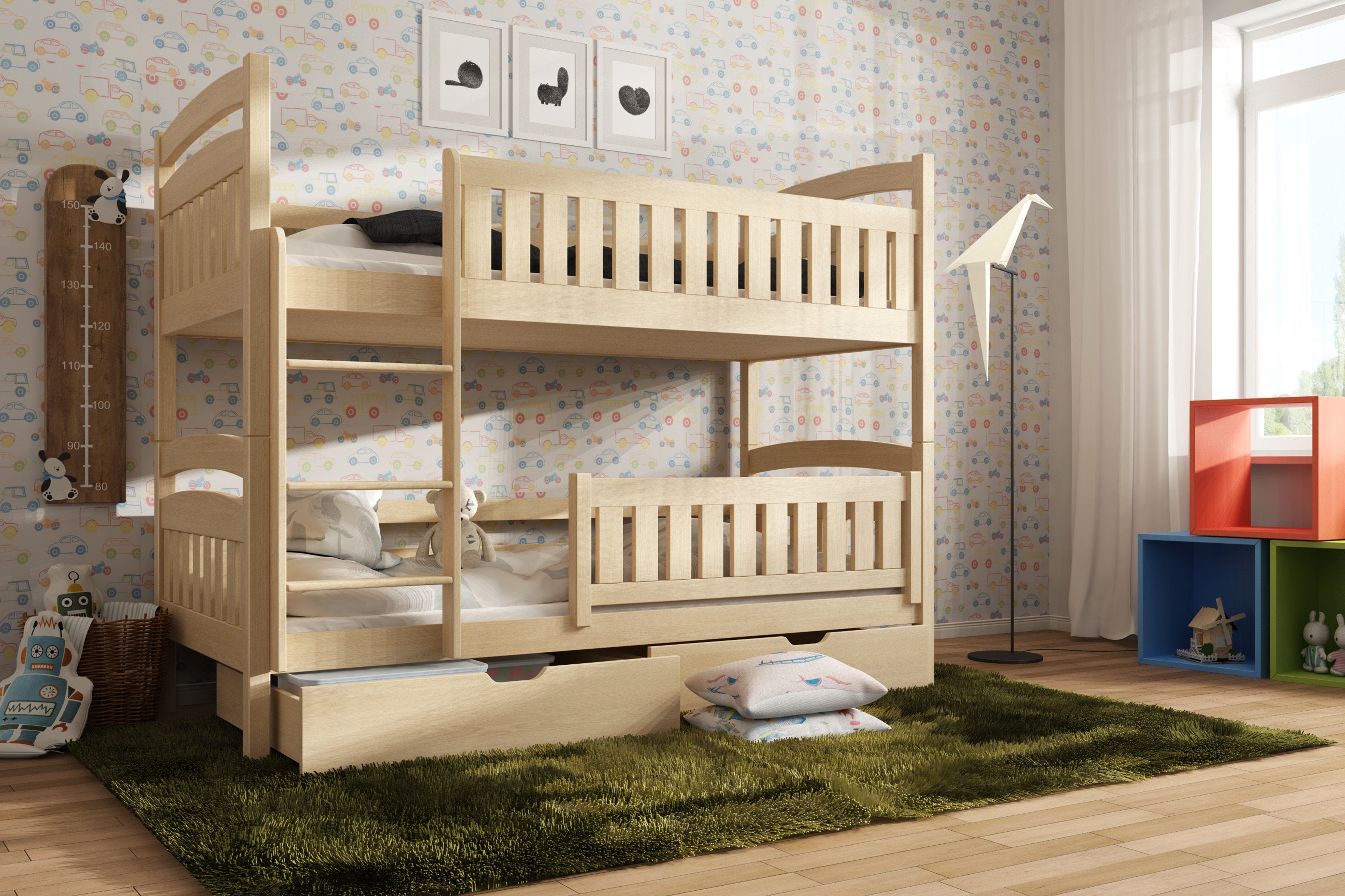 Juliet Wooden Bunk Bed with 2 Drawer Storage - Pine - Art Nest